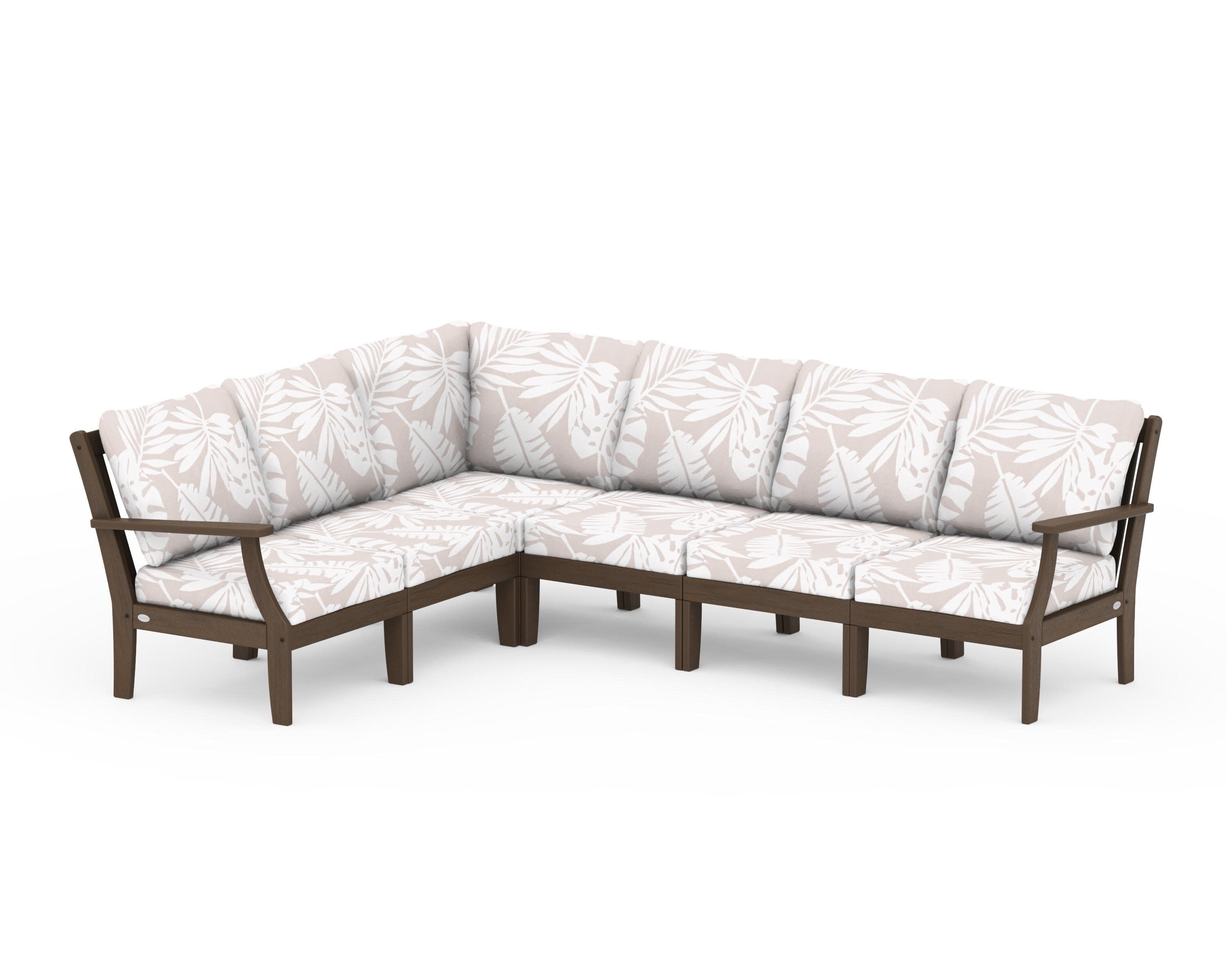 Braxton Modular 6-Piece Deep Seating Set in Kona / Leaf Dune Burlap