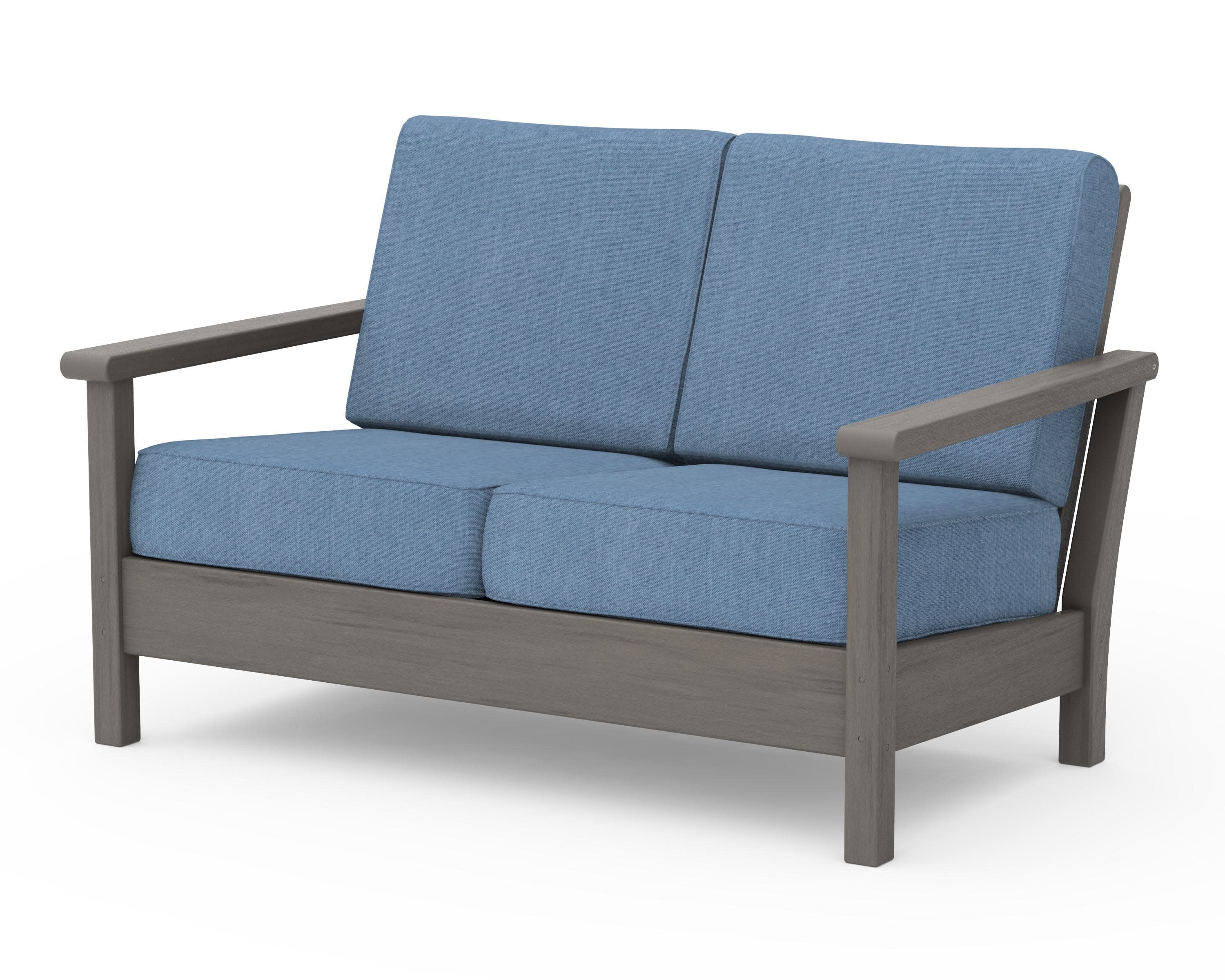 Harbour Deep Seating Loveseat in Driftwood / Sky Blue