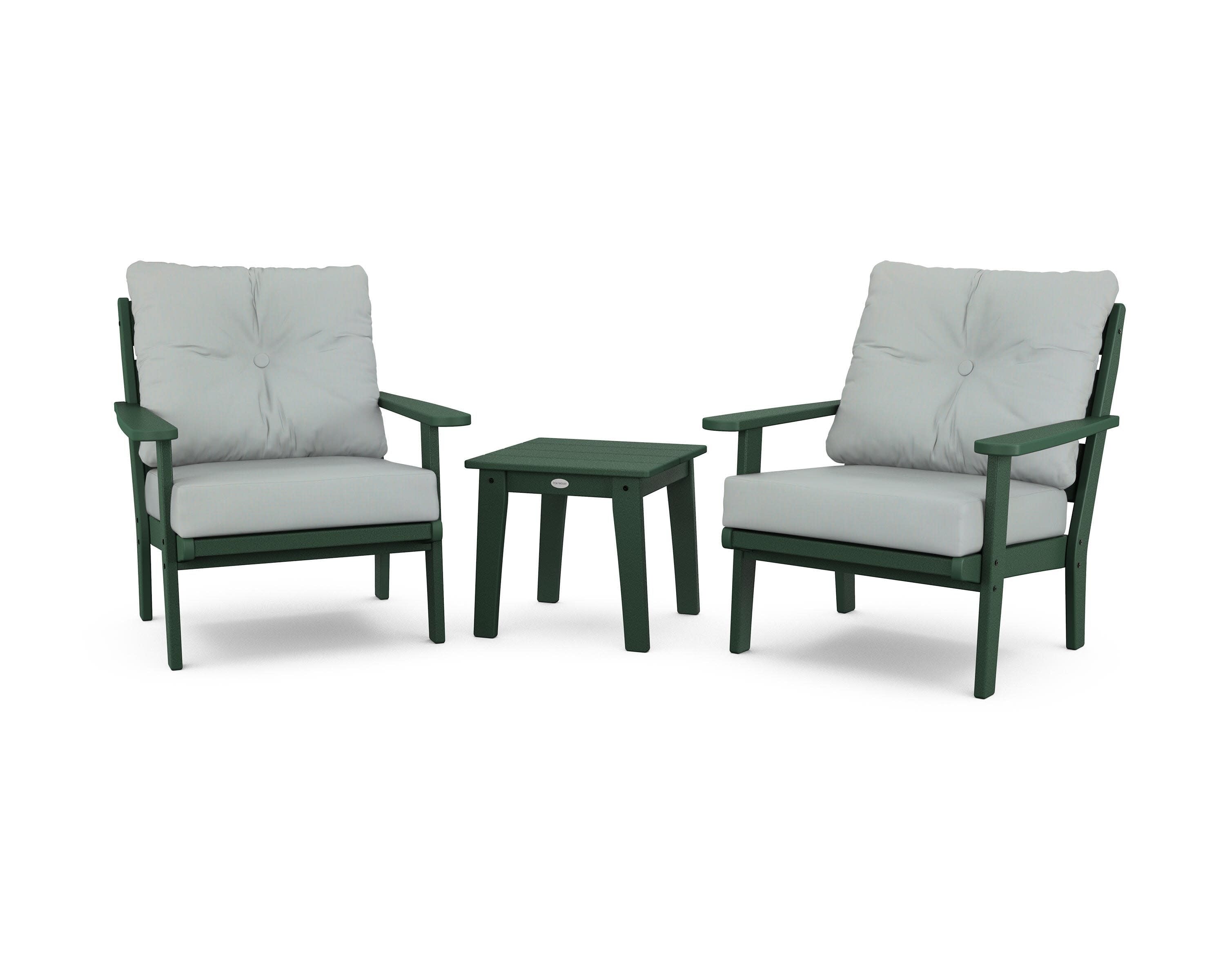Lakeside 3-Piece Deep Seating Chair Set in Green / Spa