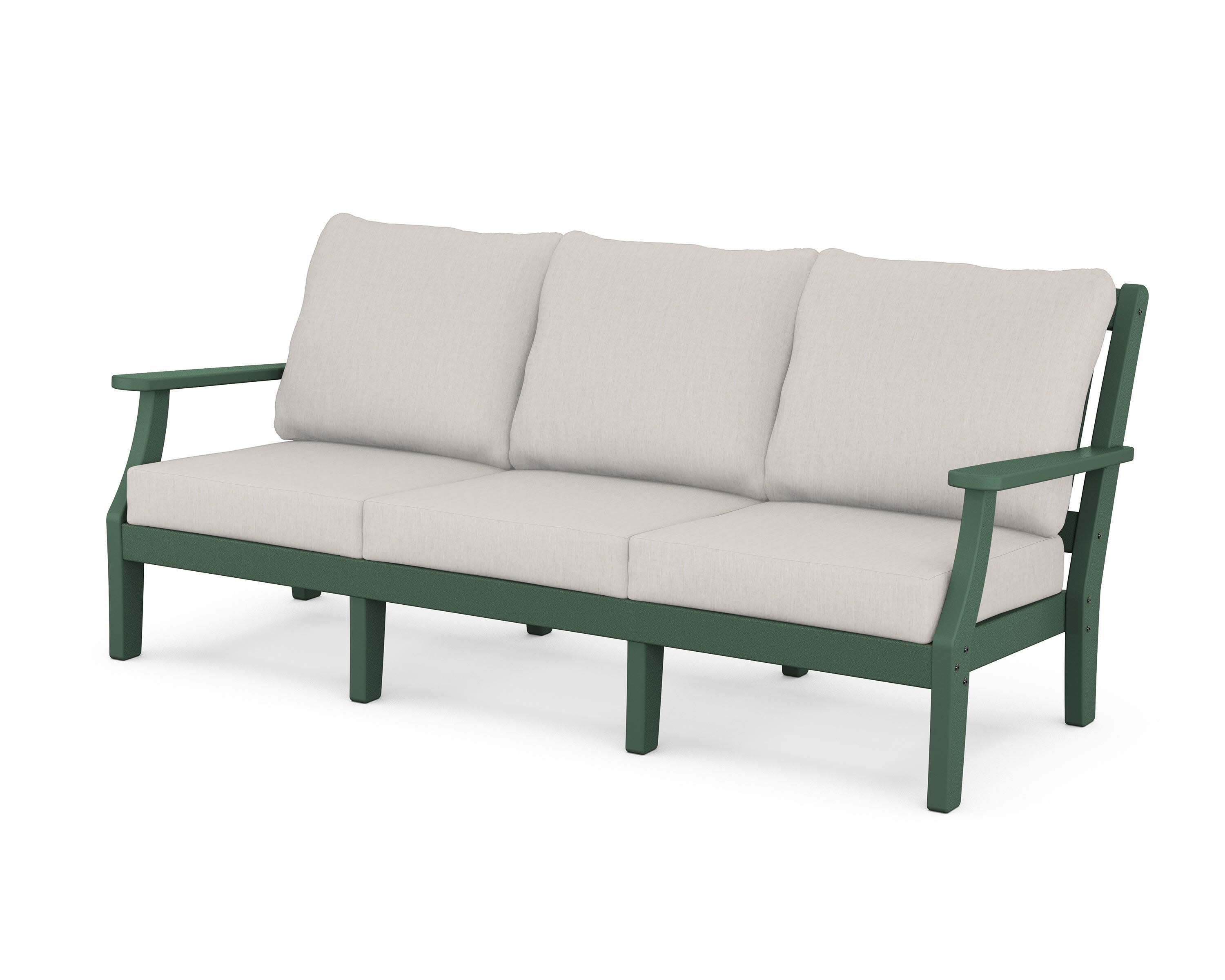 Chinoiserie Deep Seating Sofa in Green / Cast Ash