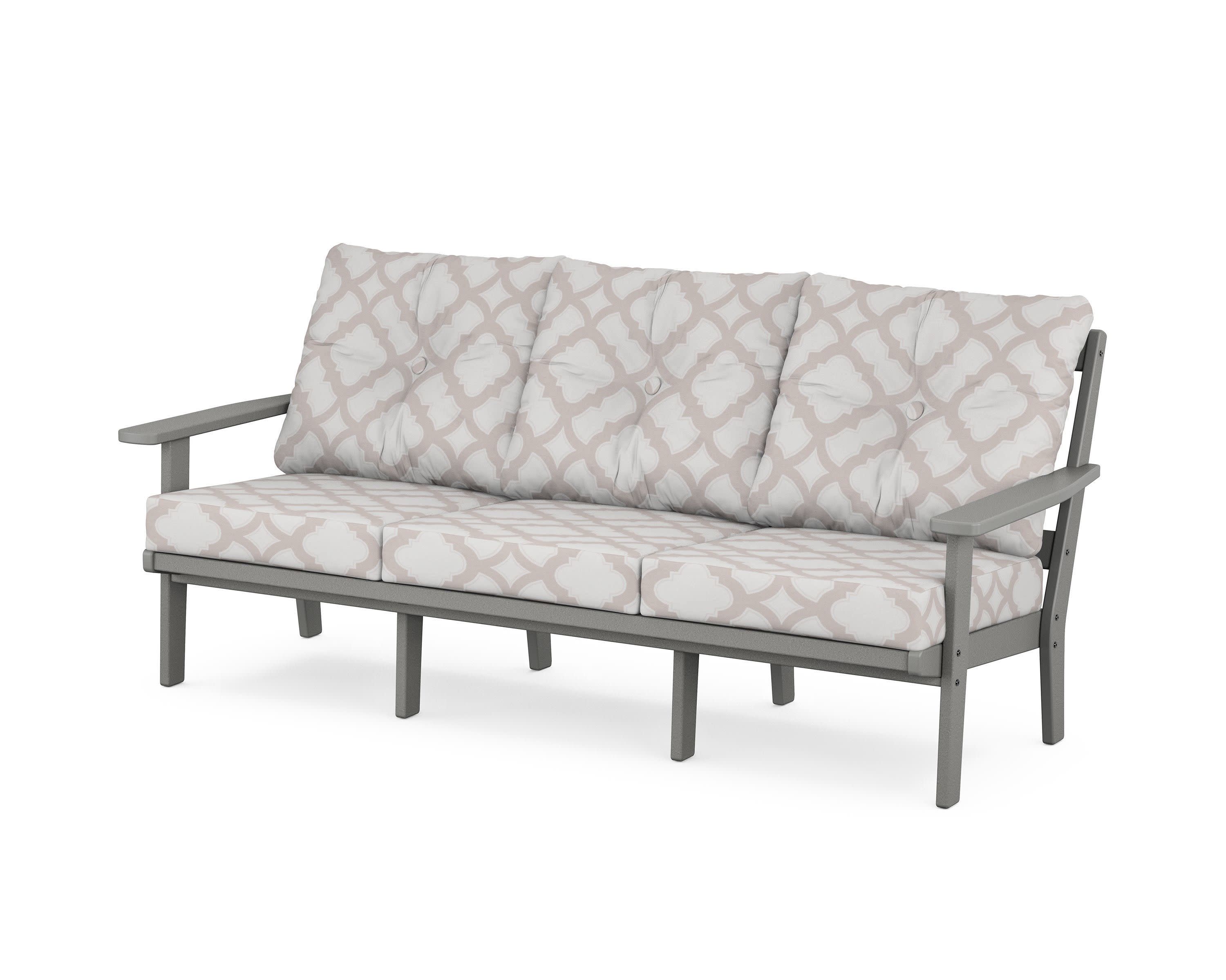 Oxford Deep Seating Sofa in Slate Grey / Trellis Dune Burlap