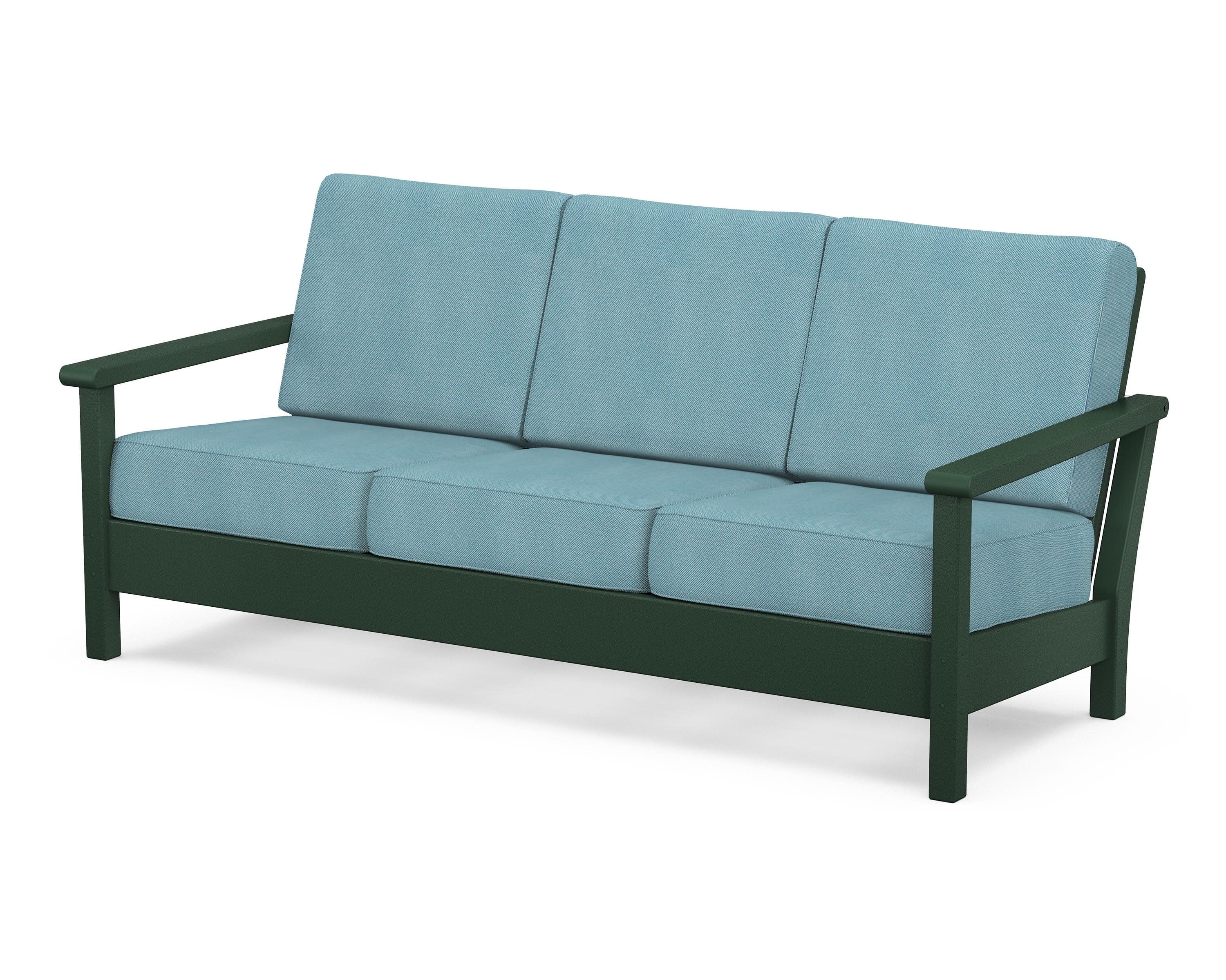 Harbour Deep Seating Sofa in Green / Lattice Sky Blue