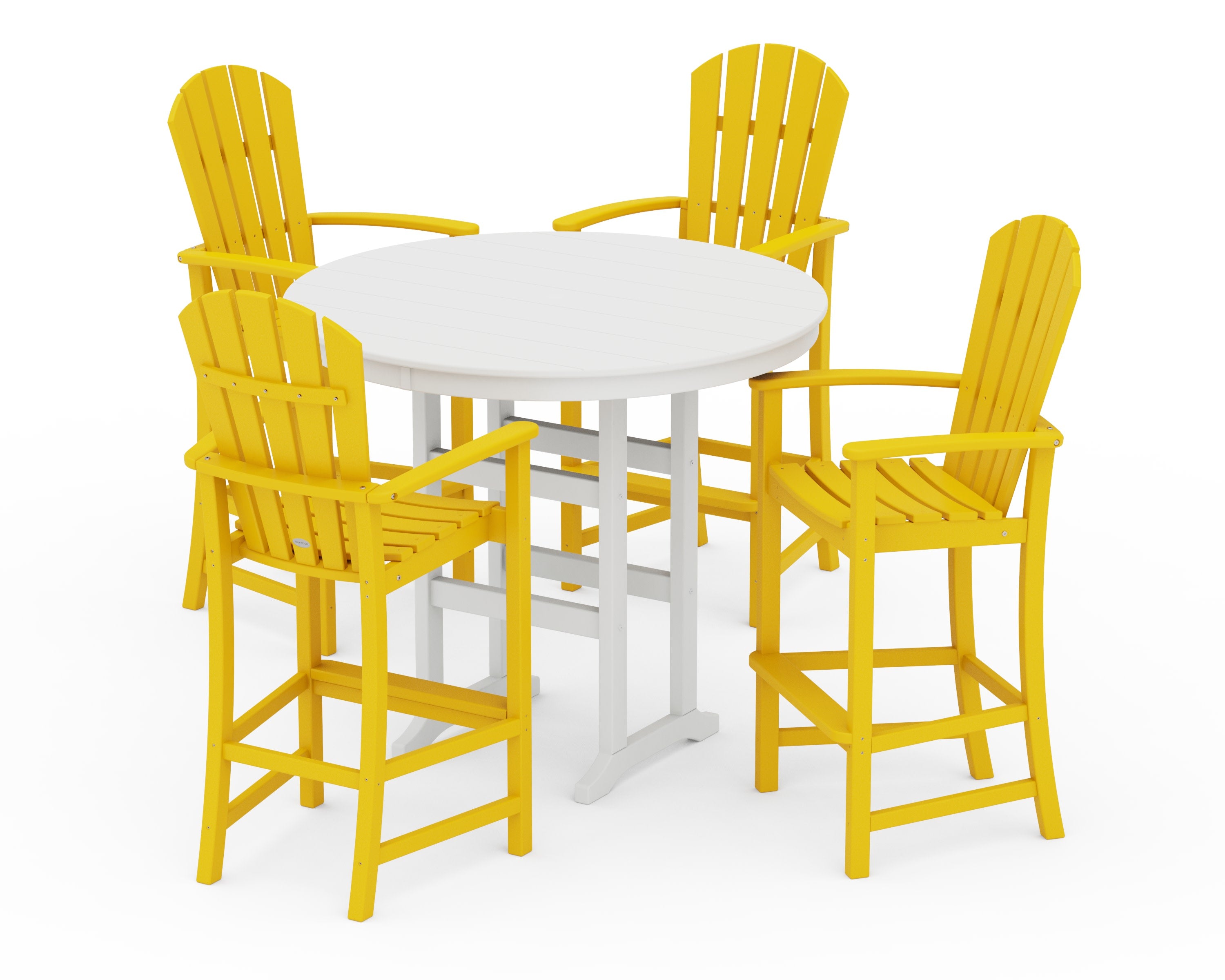 Palm Coast 5-Piece Round Farmhouse Bar Set in Lemon / White