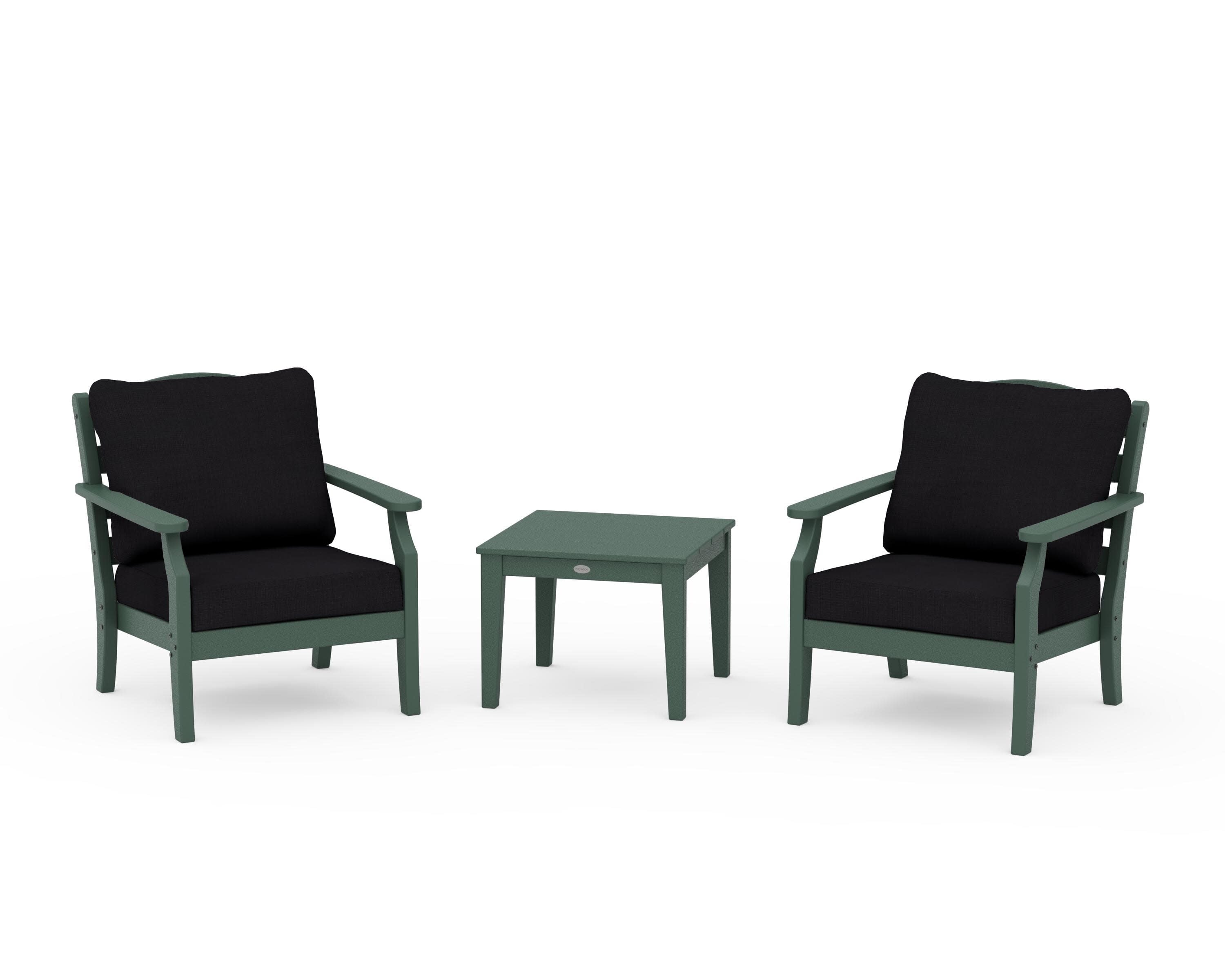 Savannah 3-Piece Deep Seating Set in Green / Midnight Linen