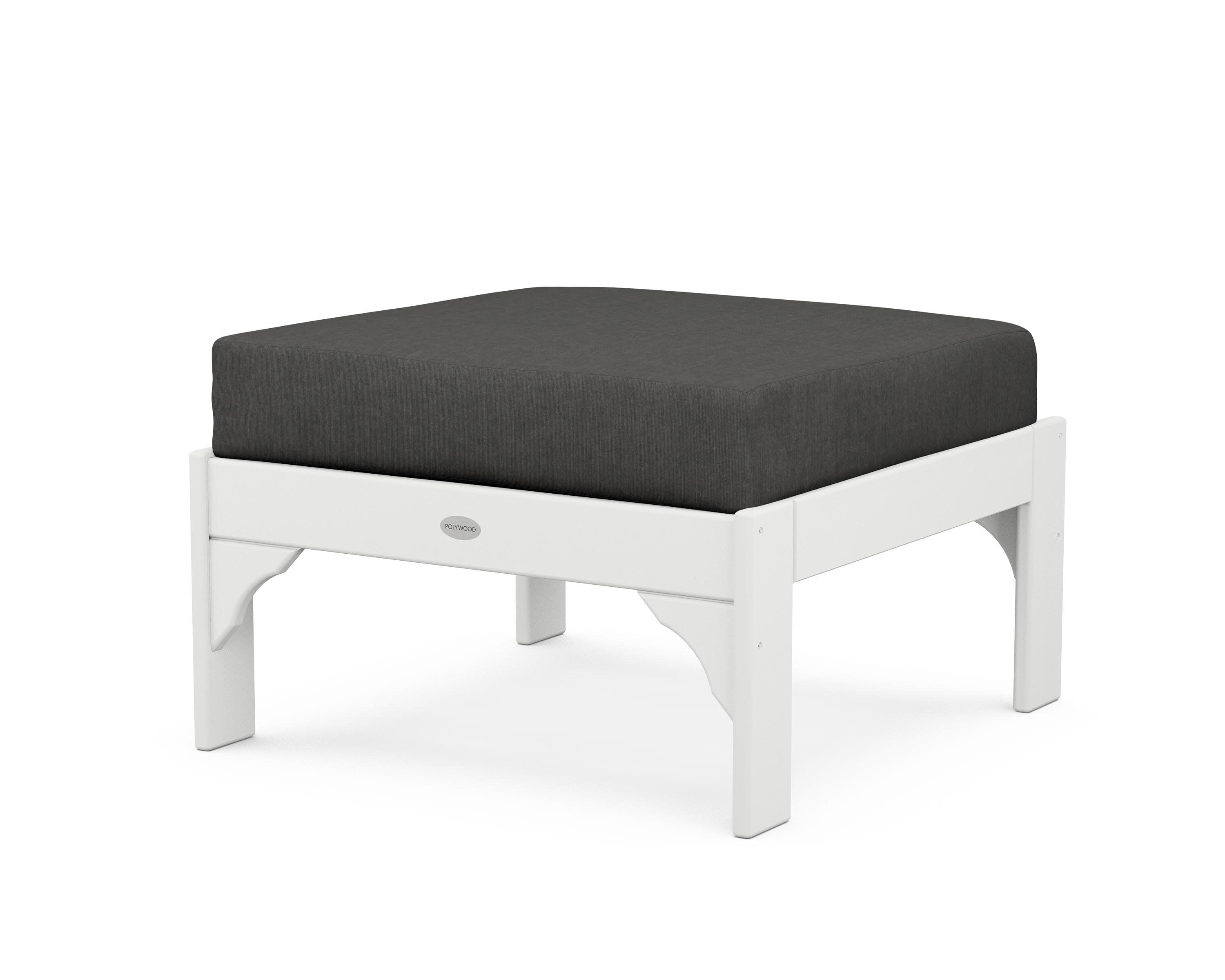 Vineyard Deep Seating Ottoman in White / Spectrum Carbon