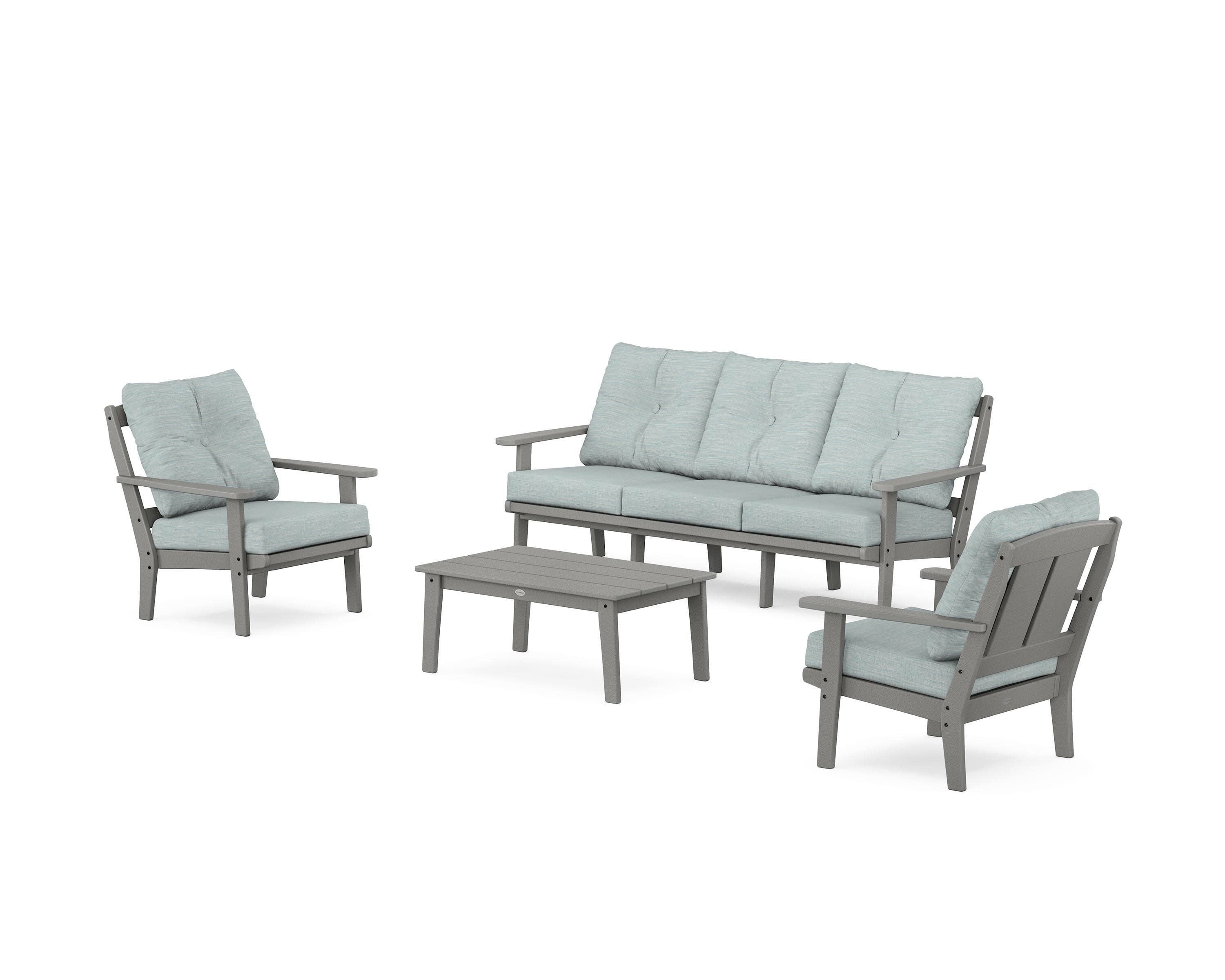 Mission 4-Piece Deep Seating Set with Sofa in Slate Grey / Soothe Mist