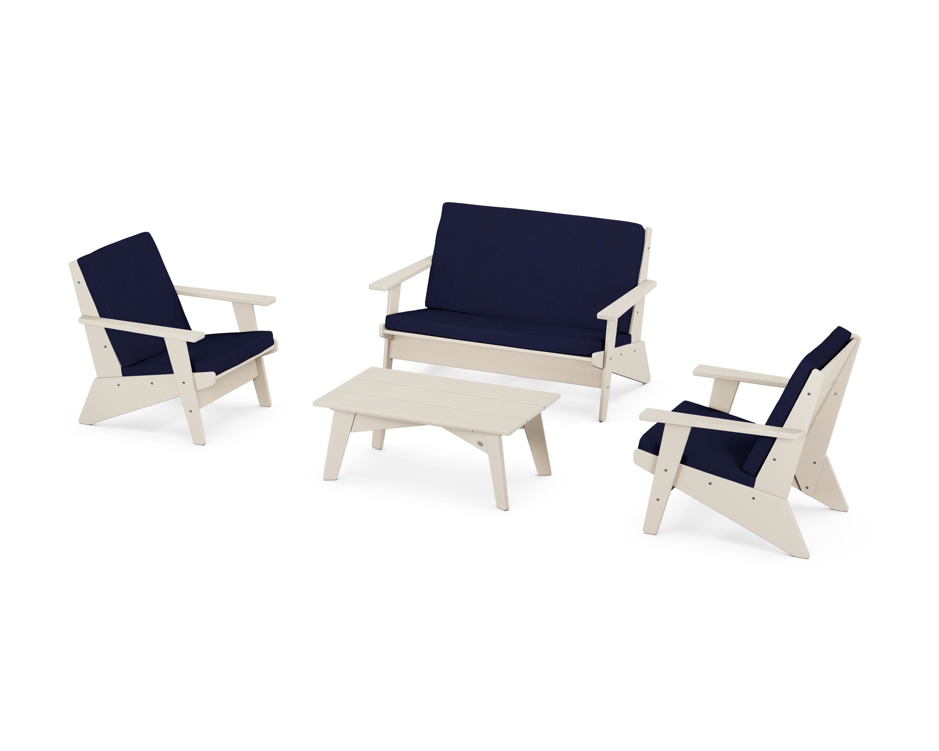 Riviera Modern Lounge 4-Piece Set in Sand / Navy