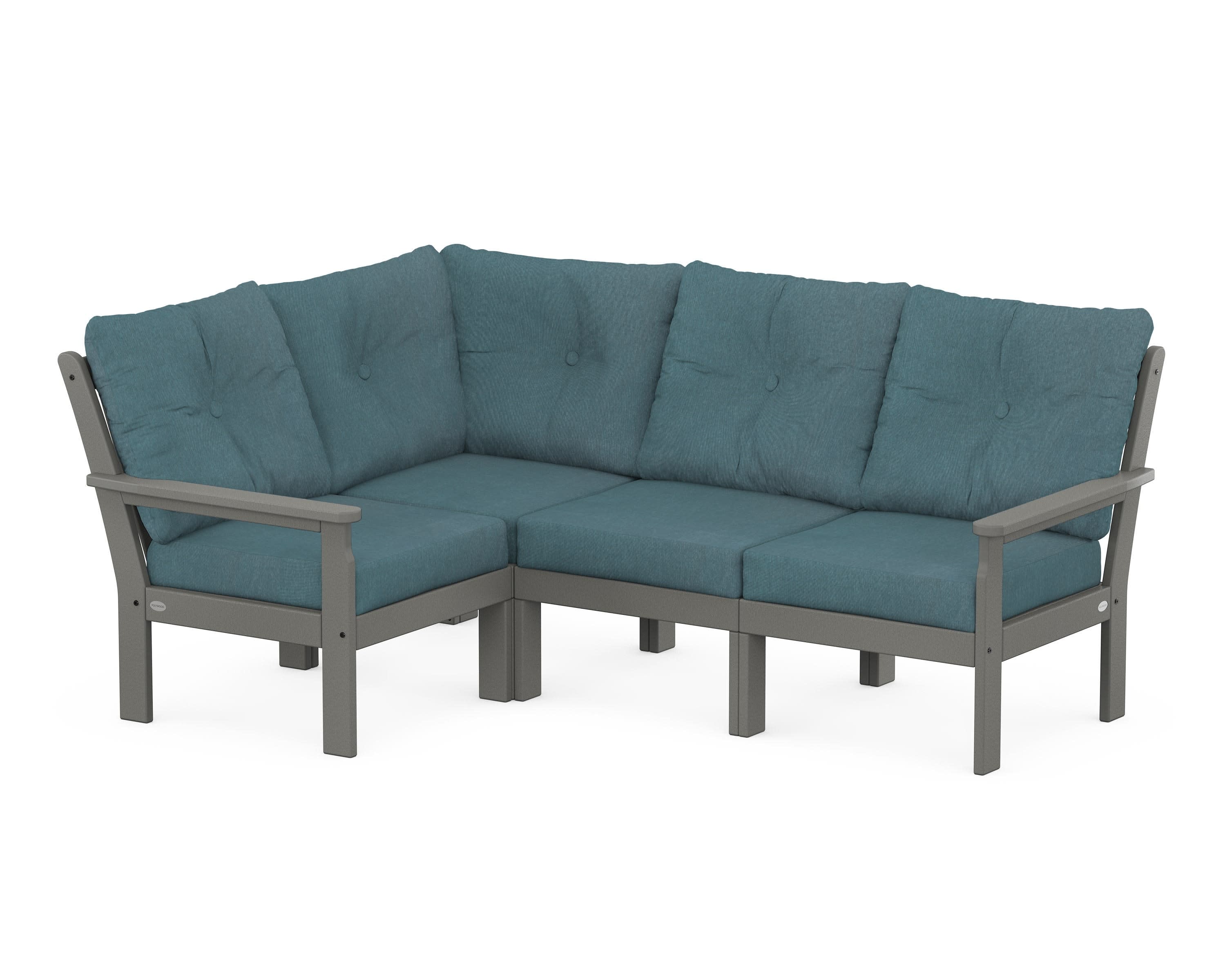 Vineyard 4-Piece Sectional in Slate Grey / Ocean Teal