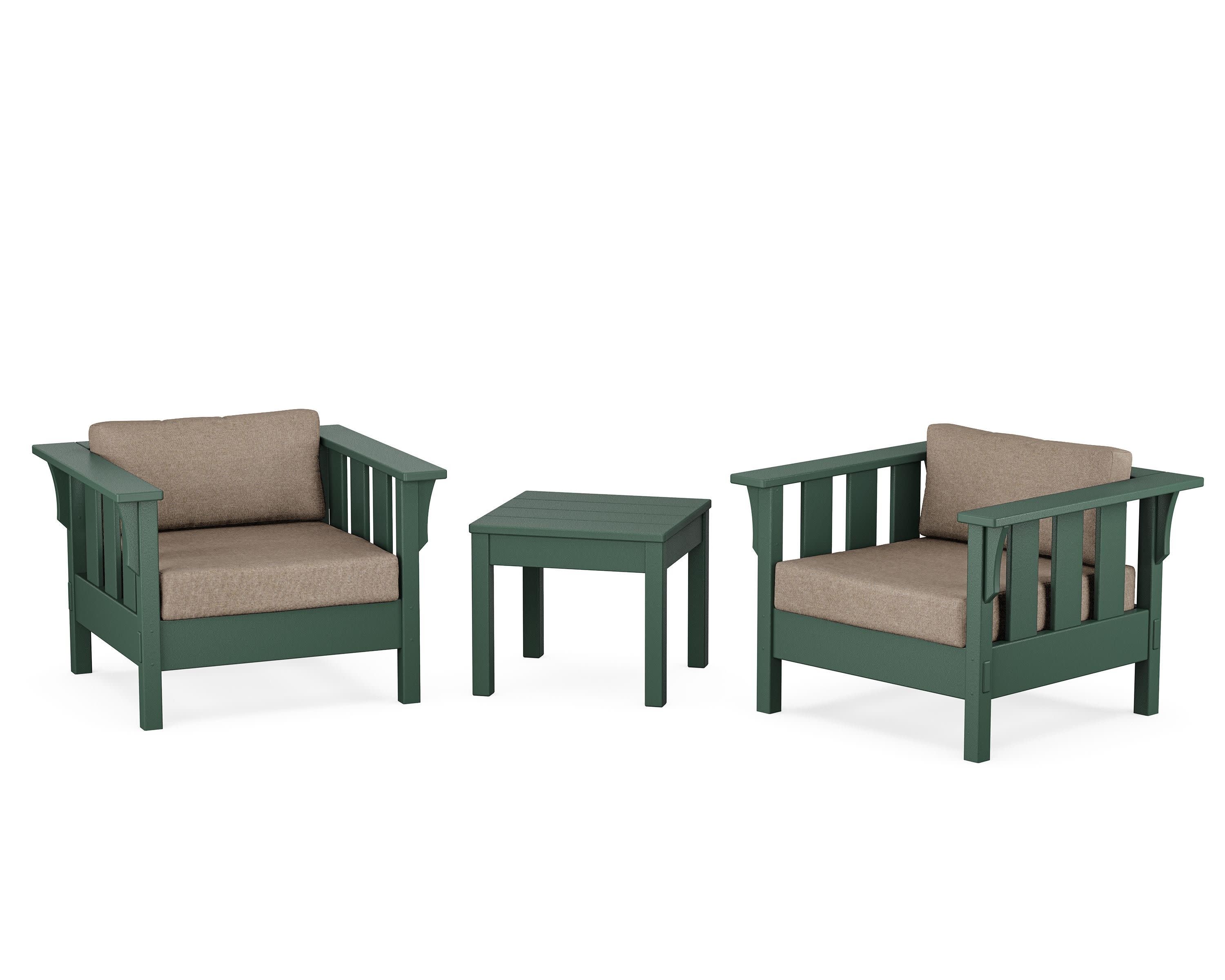 Acadia 3-Piece Deep Seating Set in Green / Spiced Burlap