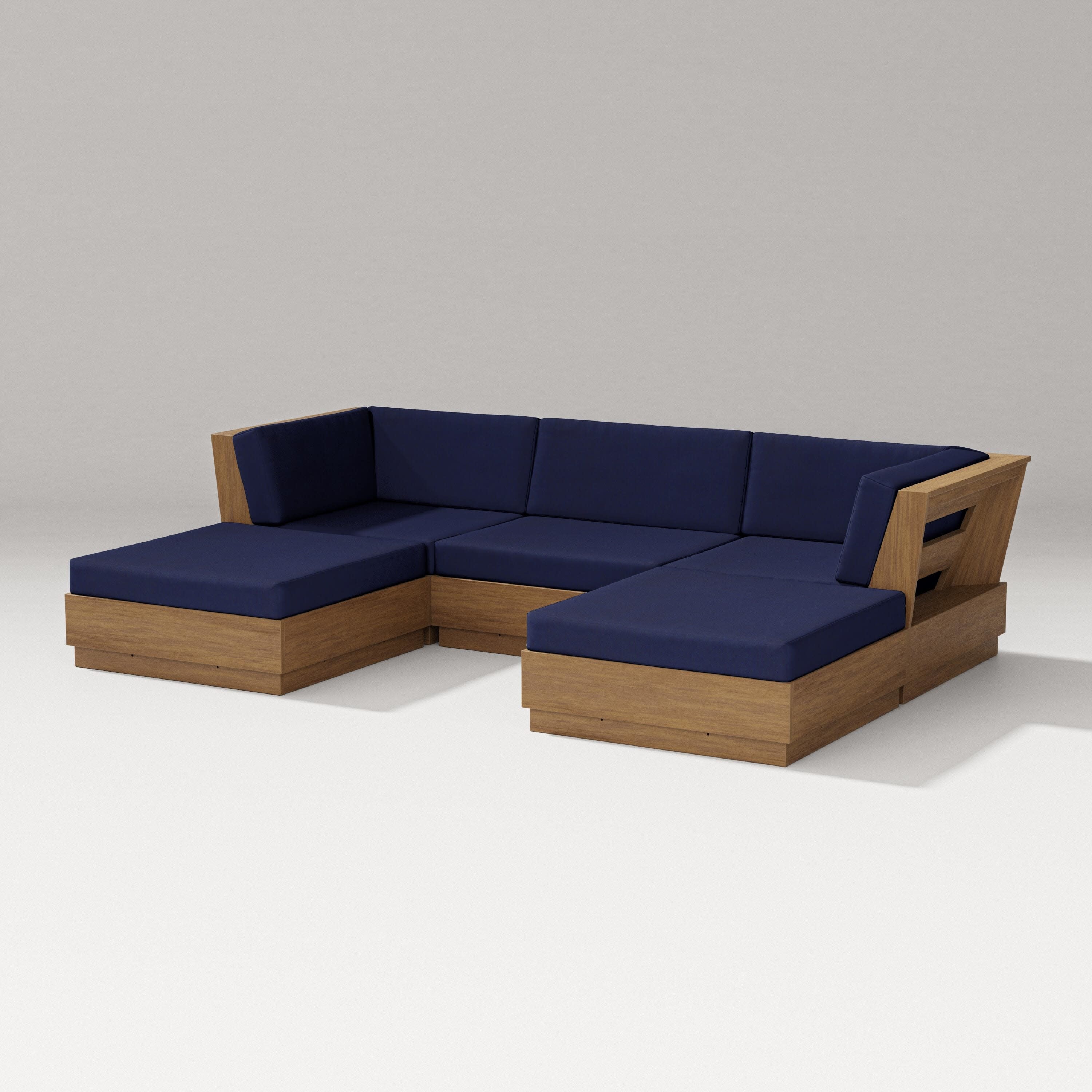 Elevate Double Chaise Sectional in Natural / Navy