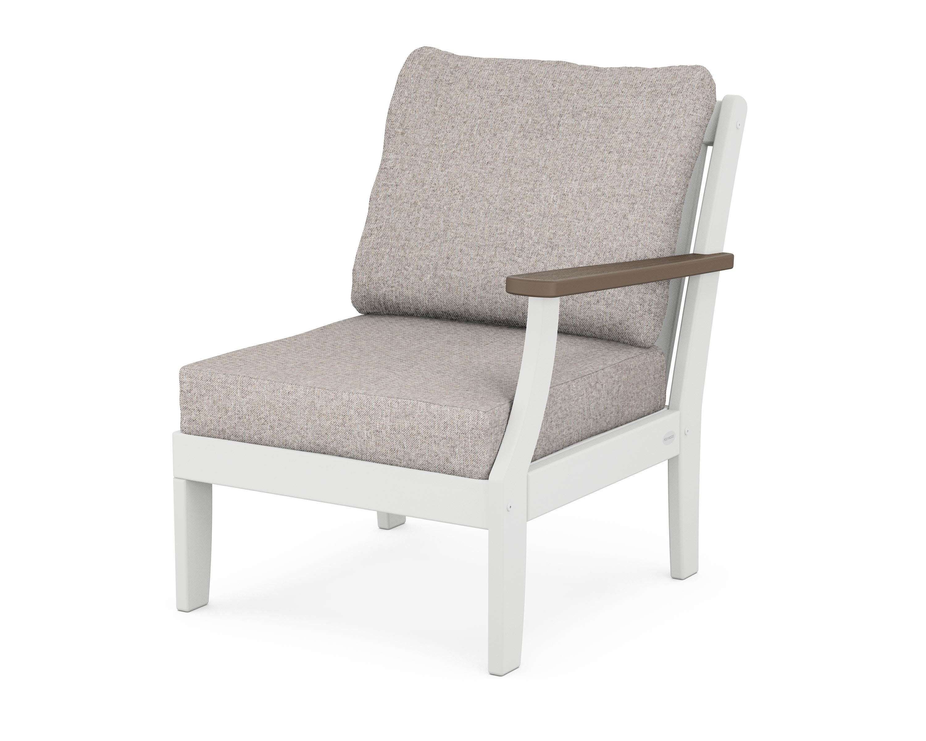 Braxton Modular Right Arm Chair in White / Kona / Weathered Tweed