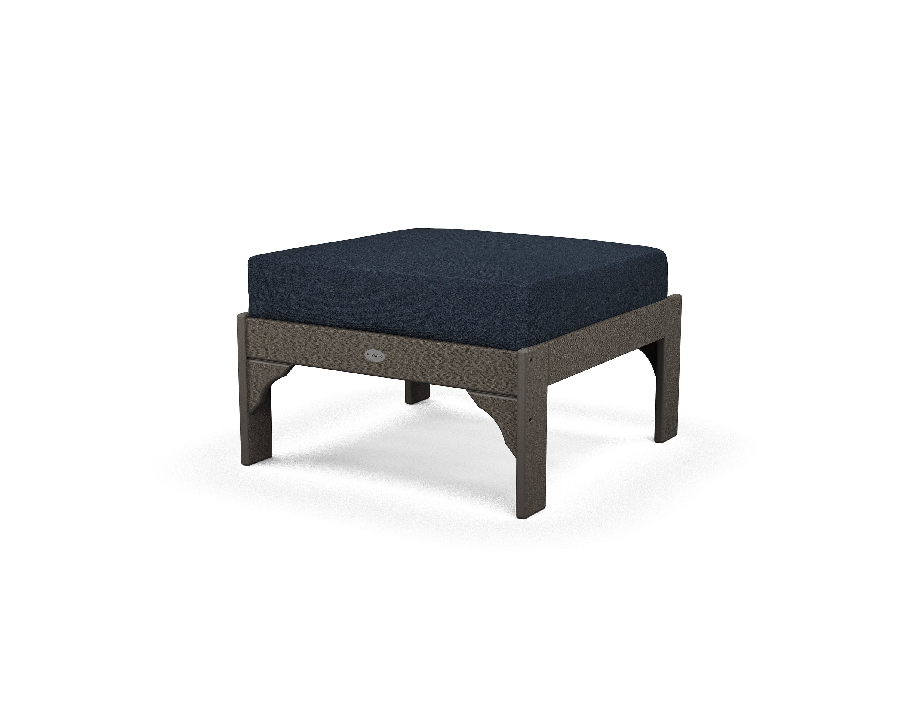 Vineyard Deep Seating Ottoman in Vintage Coffee / Marine Indigo