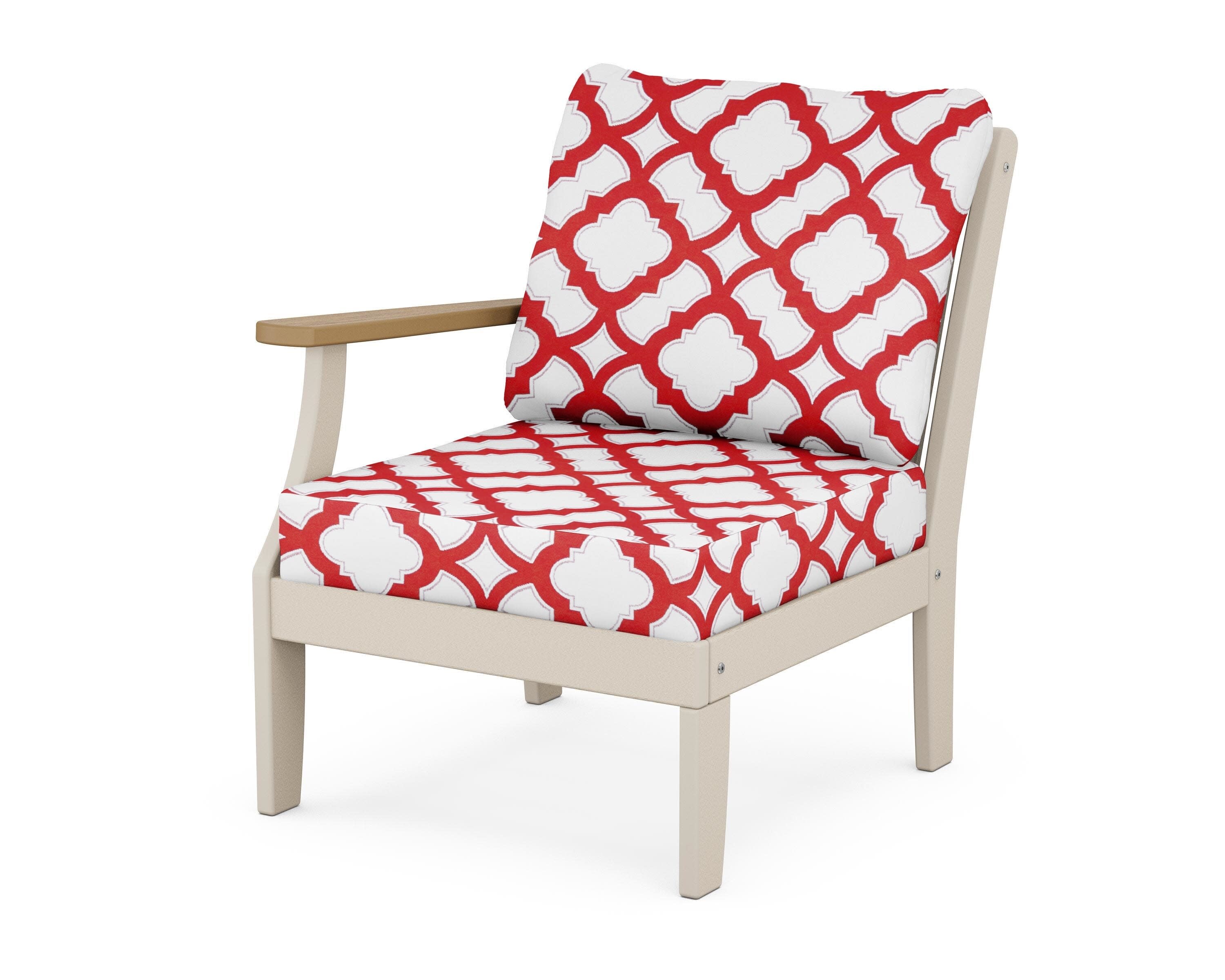 Braxton Modular Left Arm Chair in Sand / Natural / Trellis Crimson