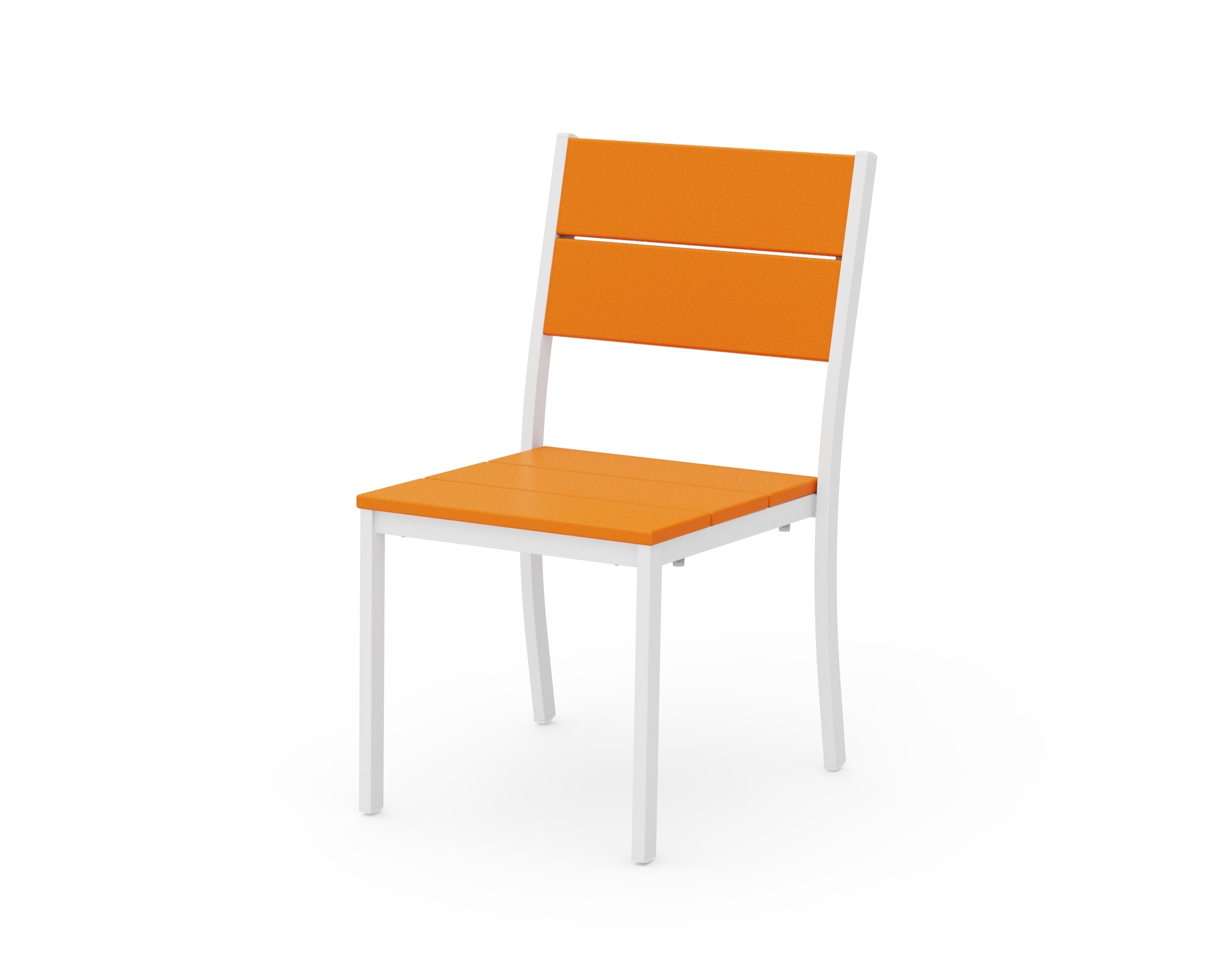 Main Street Stacking Dining Side Chair in White / Tangerine