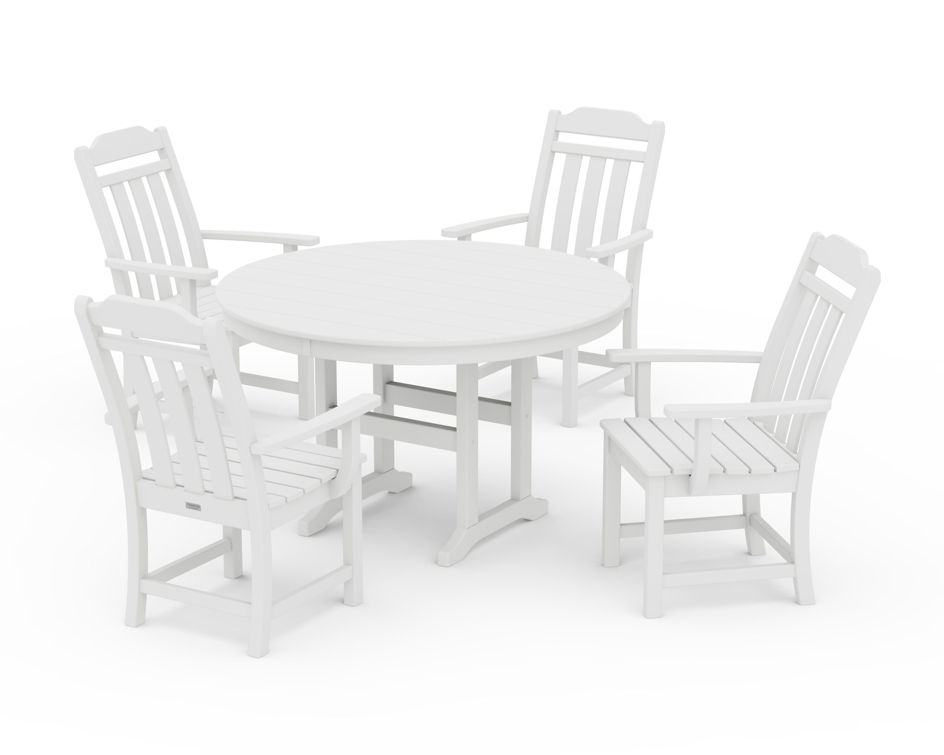 Cottage 5-Piece Round Farmhouse Dining Set in White