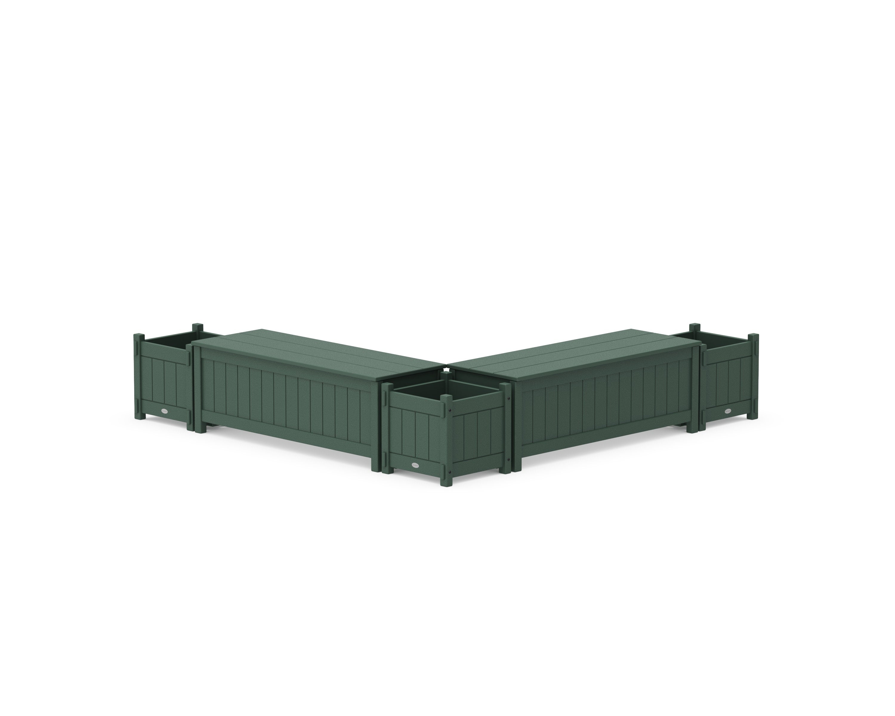 48" Vineyard L- Shaped Planter Storage Bench Corner Set in Green