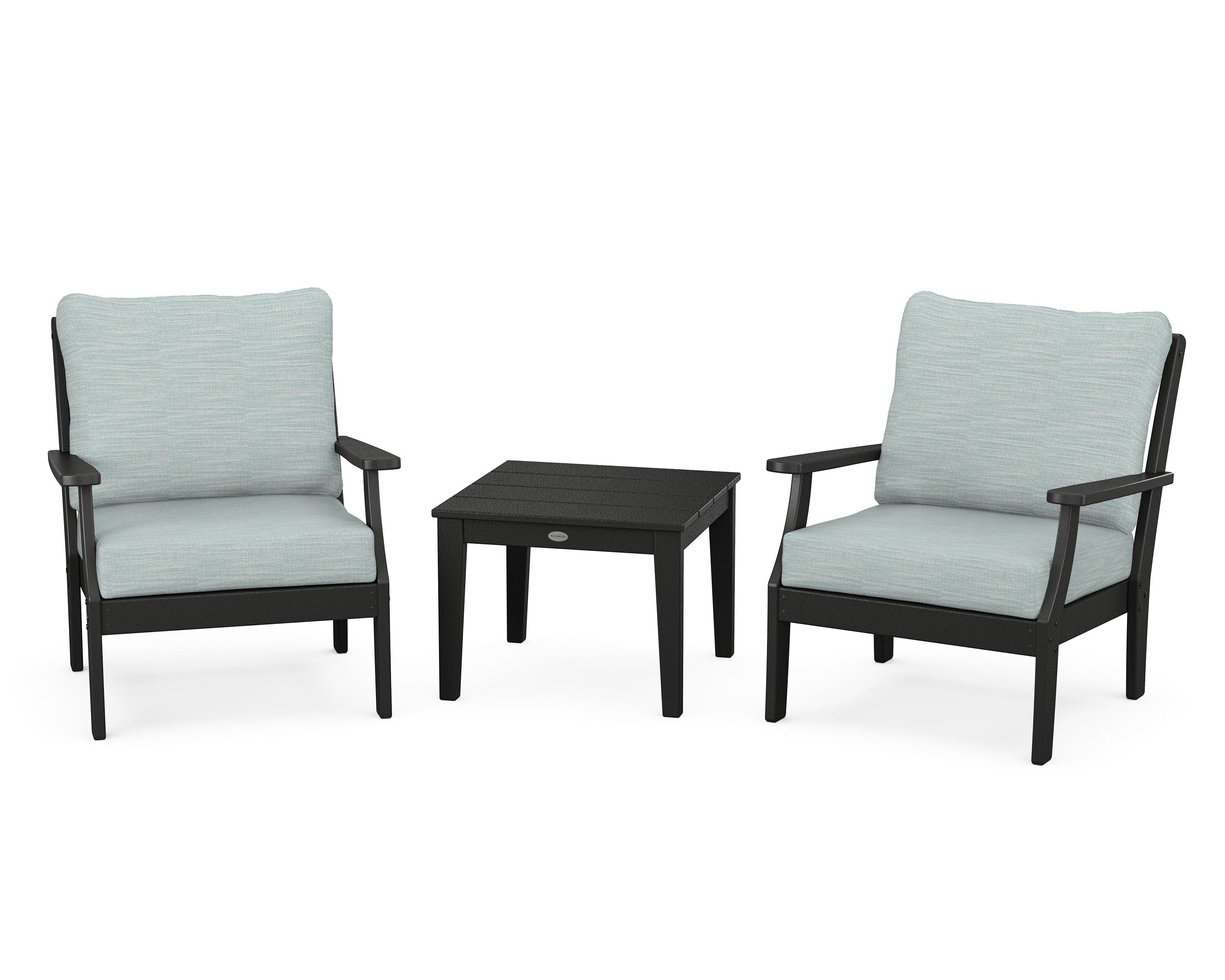 Braxton 3-Piece Deep Seating Set in Black / Soothe Mist