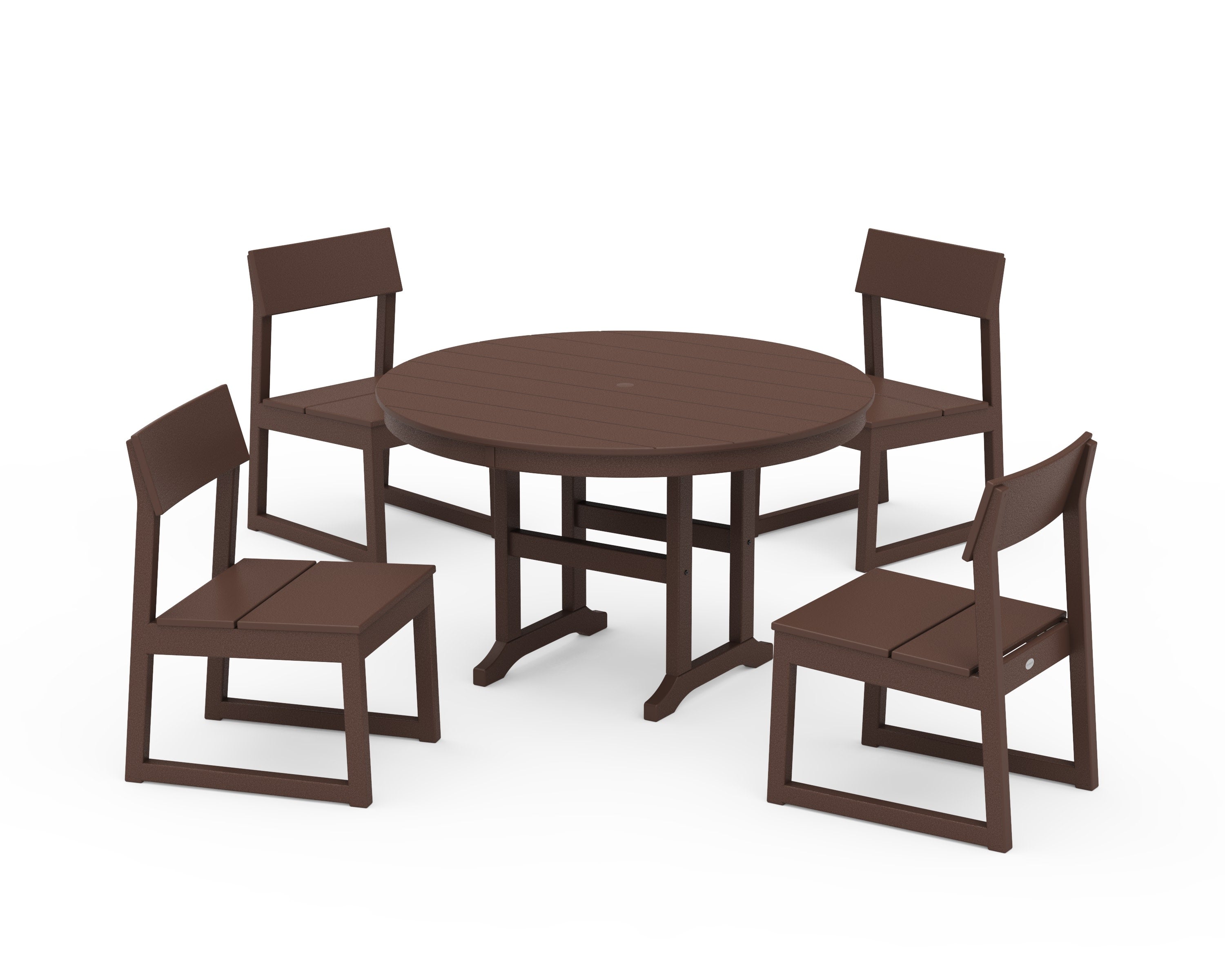 EDGE Side Chair 5-Piece Round Farmhouse Dining Set in Mahogany
