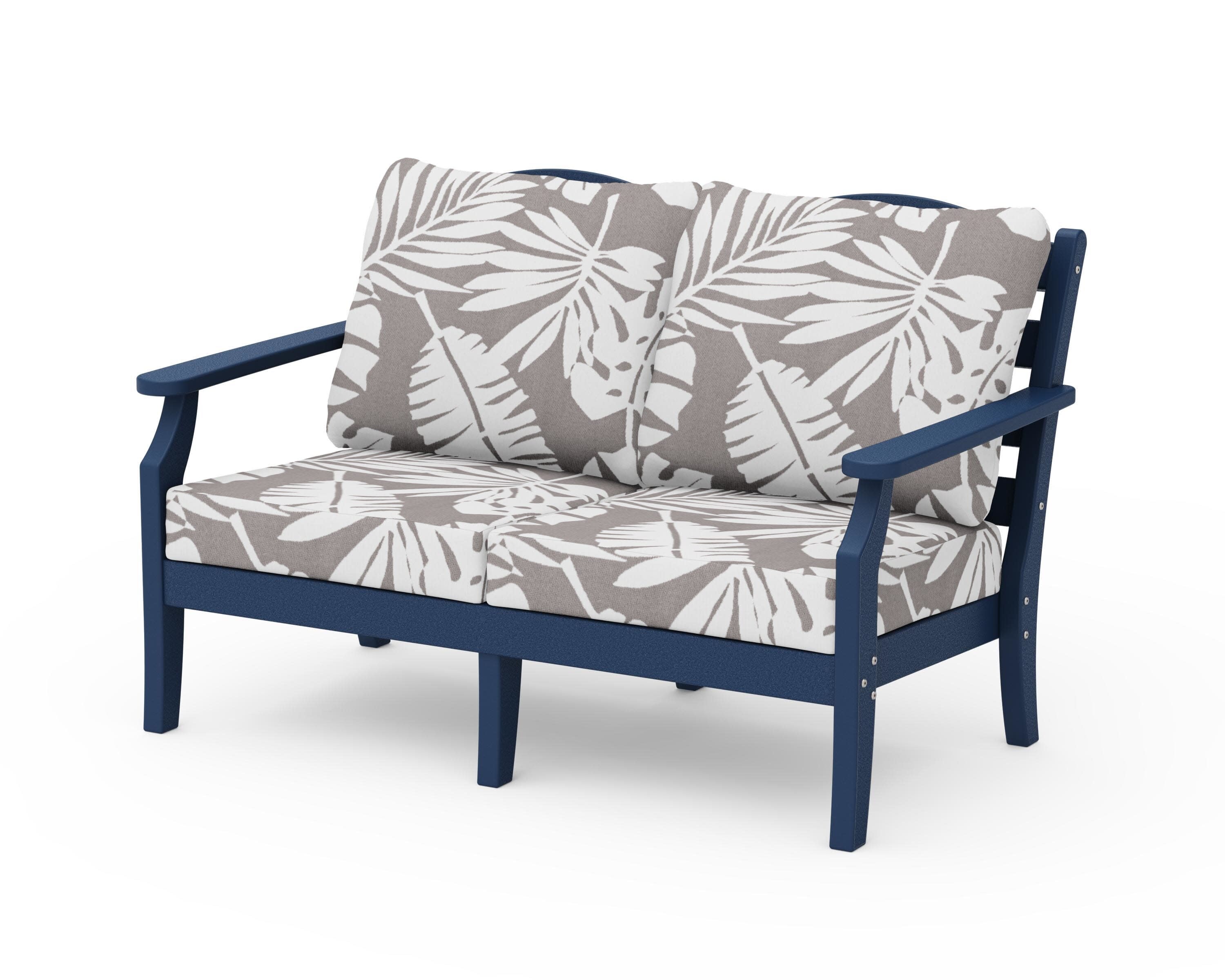 Savannah Deep Seating Loveseat in Navy / Leaf Grey Mist