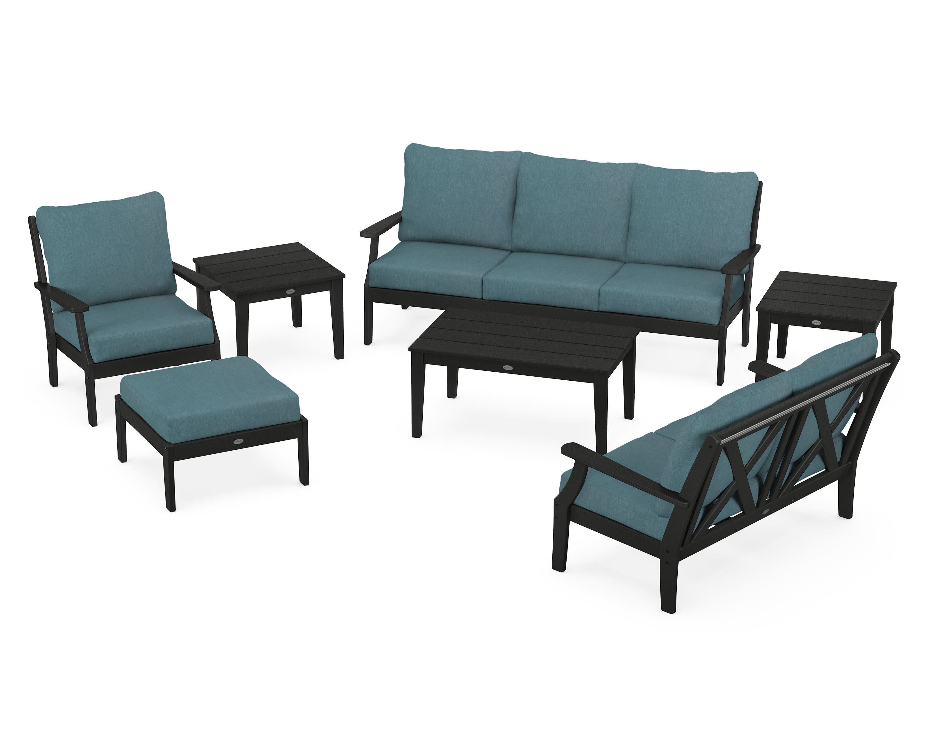 Braxton 7-Piece Deep Seating Set in Black / Ocean Teal