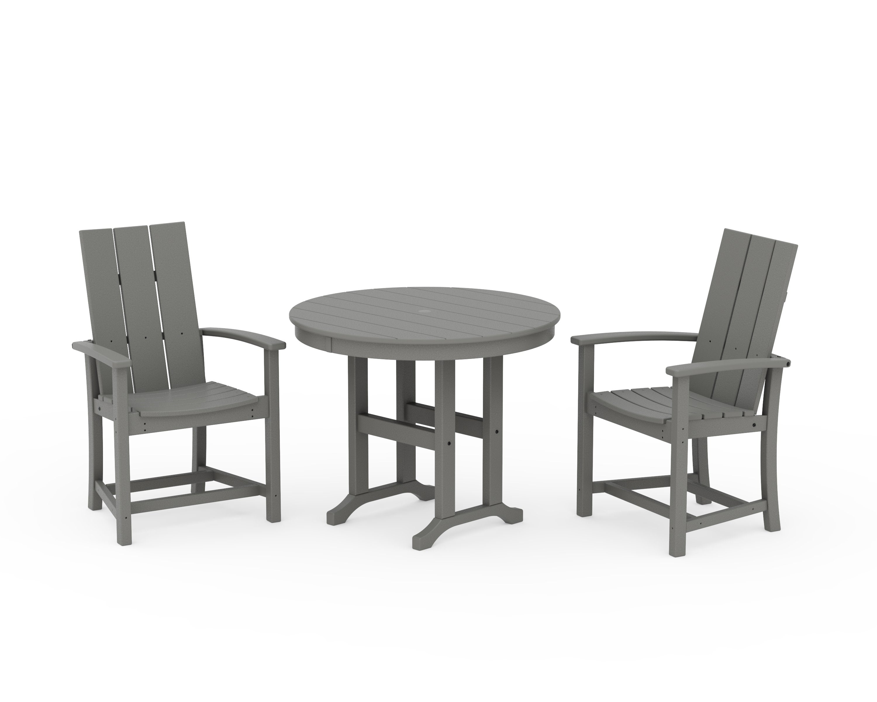 Modern Adirondack 3-Piece Round Farmhouse Dining Set in Slate Grey