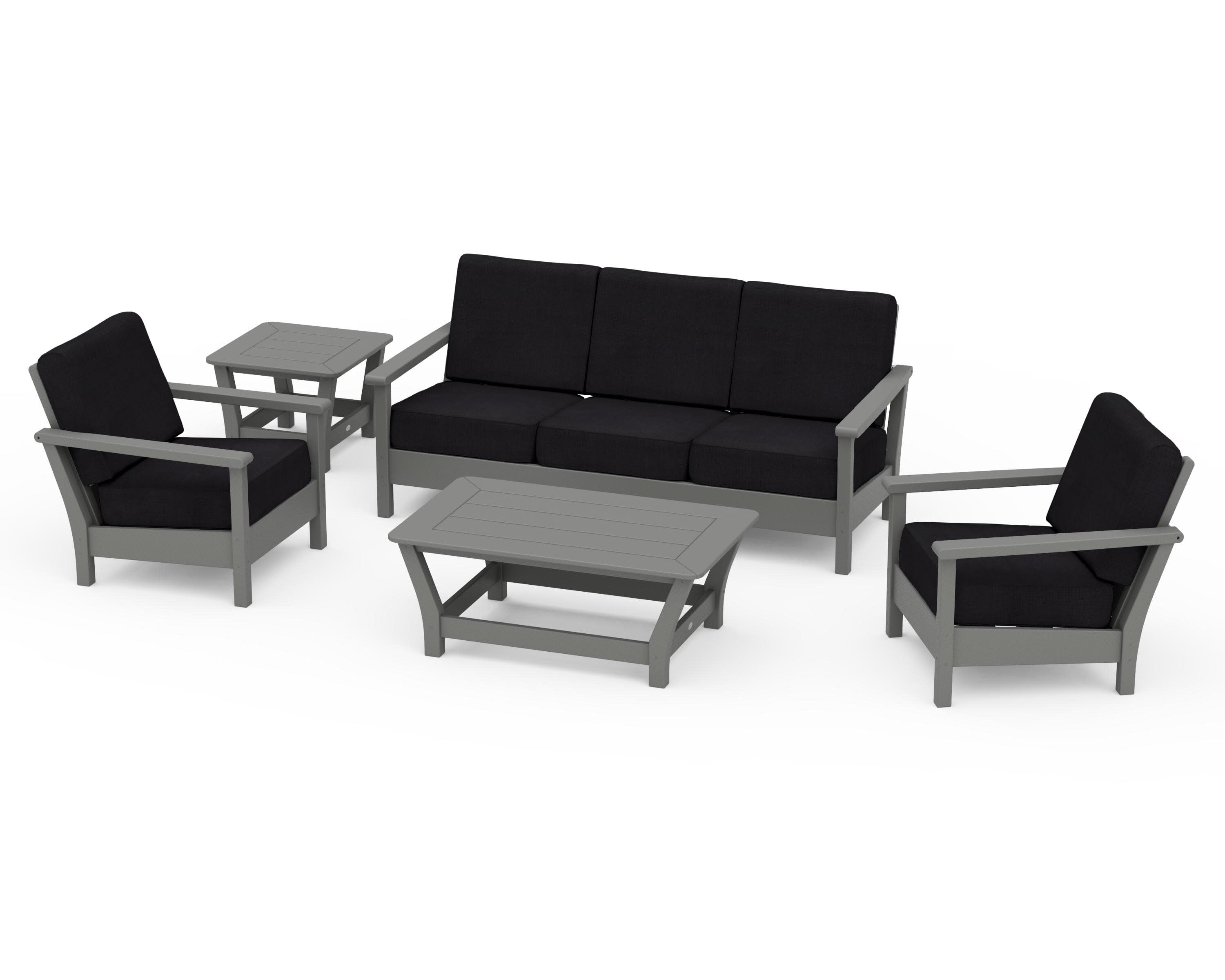 Harbour 5-Piece Deep Seating Set in Slate Grey / Midnight Linen