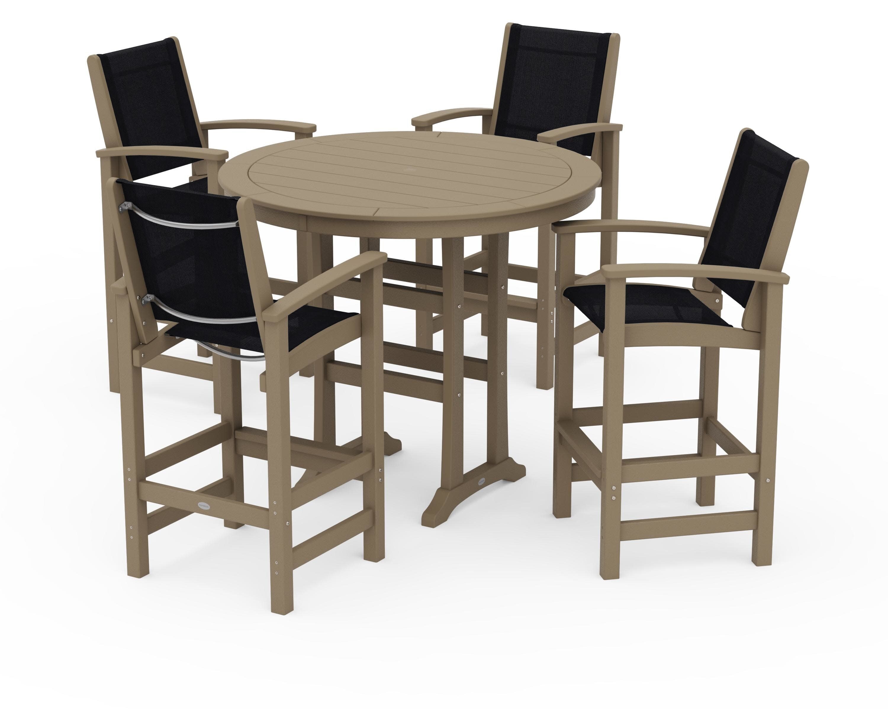 Coastal 5-Piece Nautical Trestle Bar Set in Vintage Sahara / Black Sling