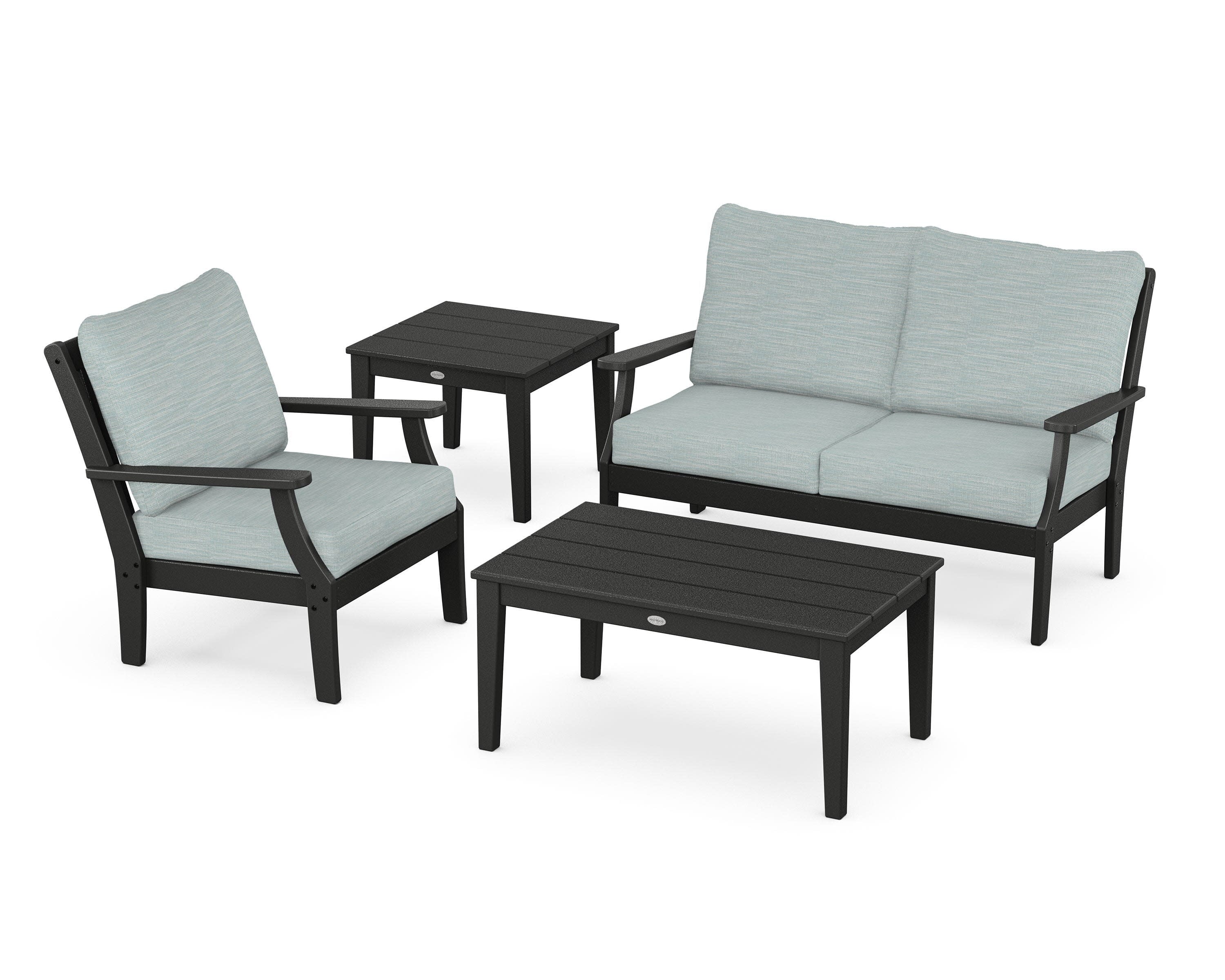 Braxton 4-Piece Deep Seating Set in Black / Soothe Mist