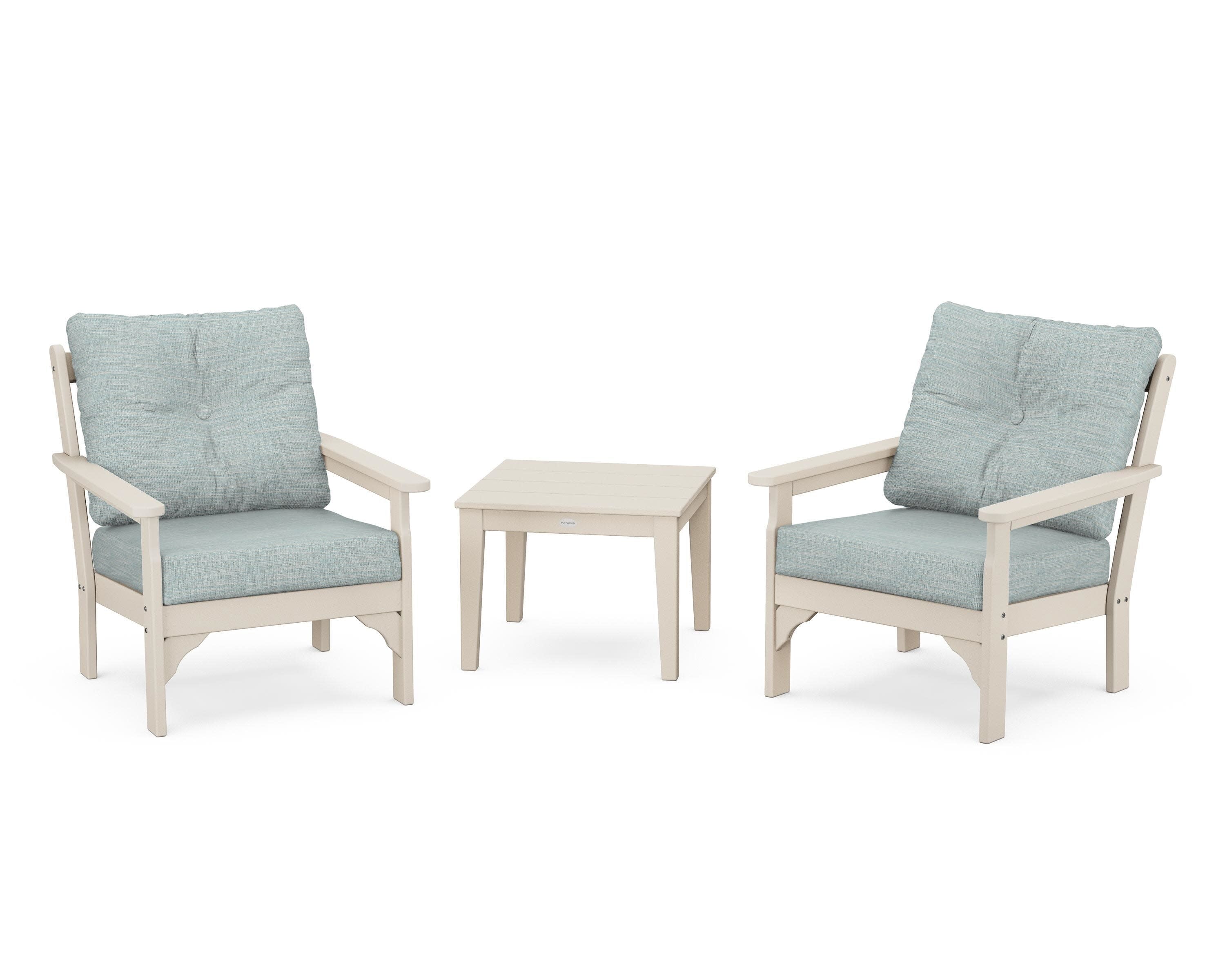 Vineyard 3-Piece Deep Seating Set in Sand / Soothe Mist