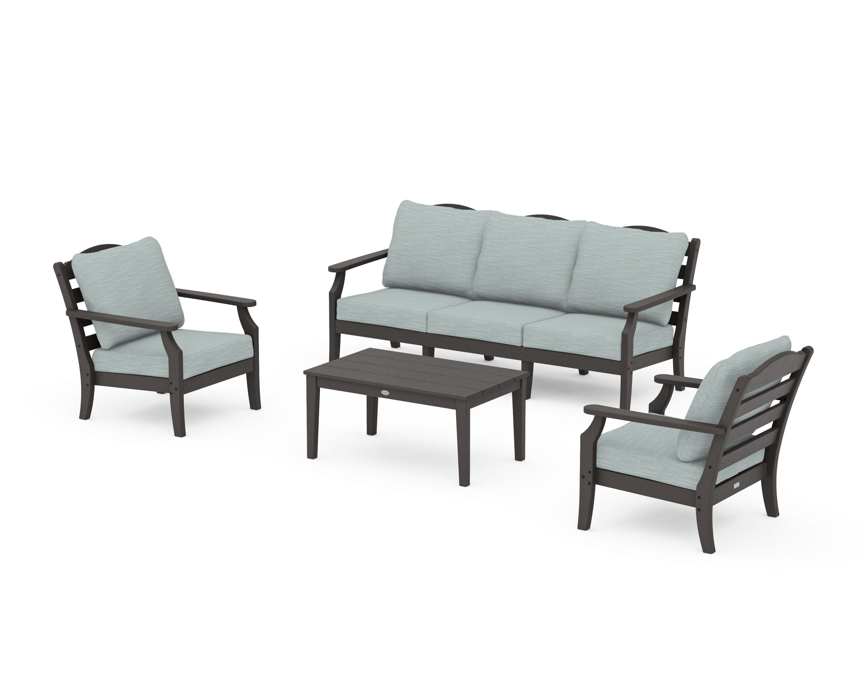 Savannah 4-Piece Deep Seating Set with Sofa in Vintage Coffee / Soothe Mist