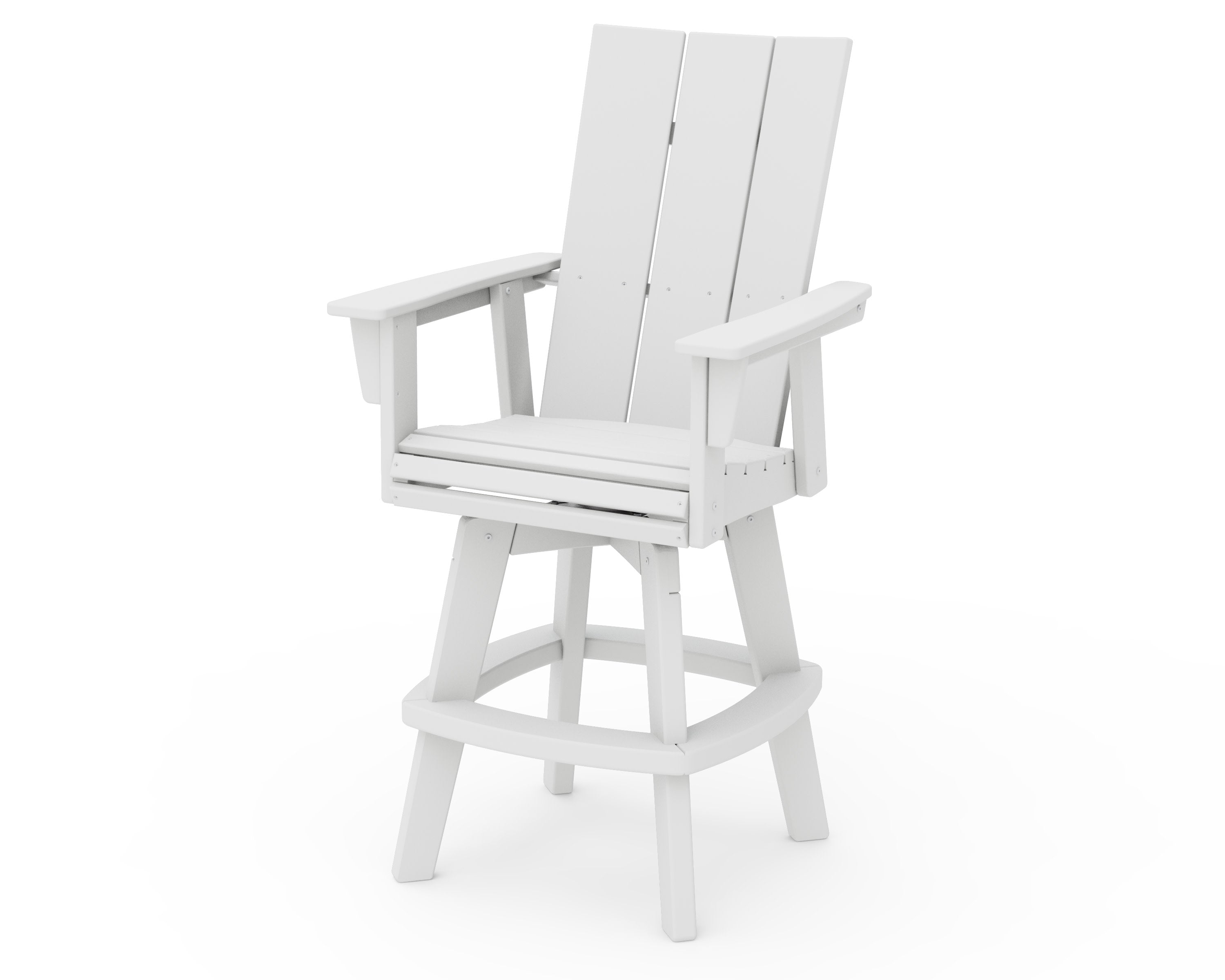 Modern Curveback Adirondack Swivel Bar Chair in White