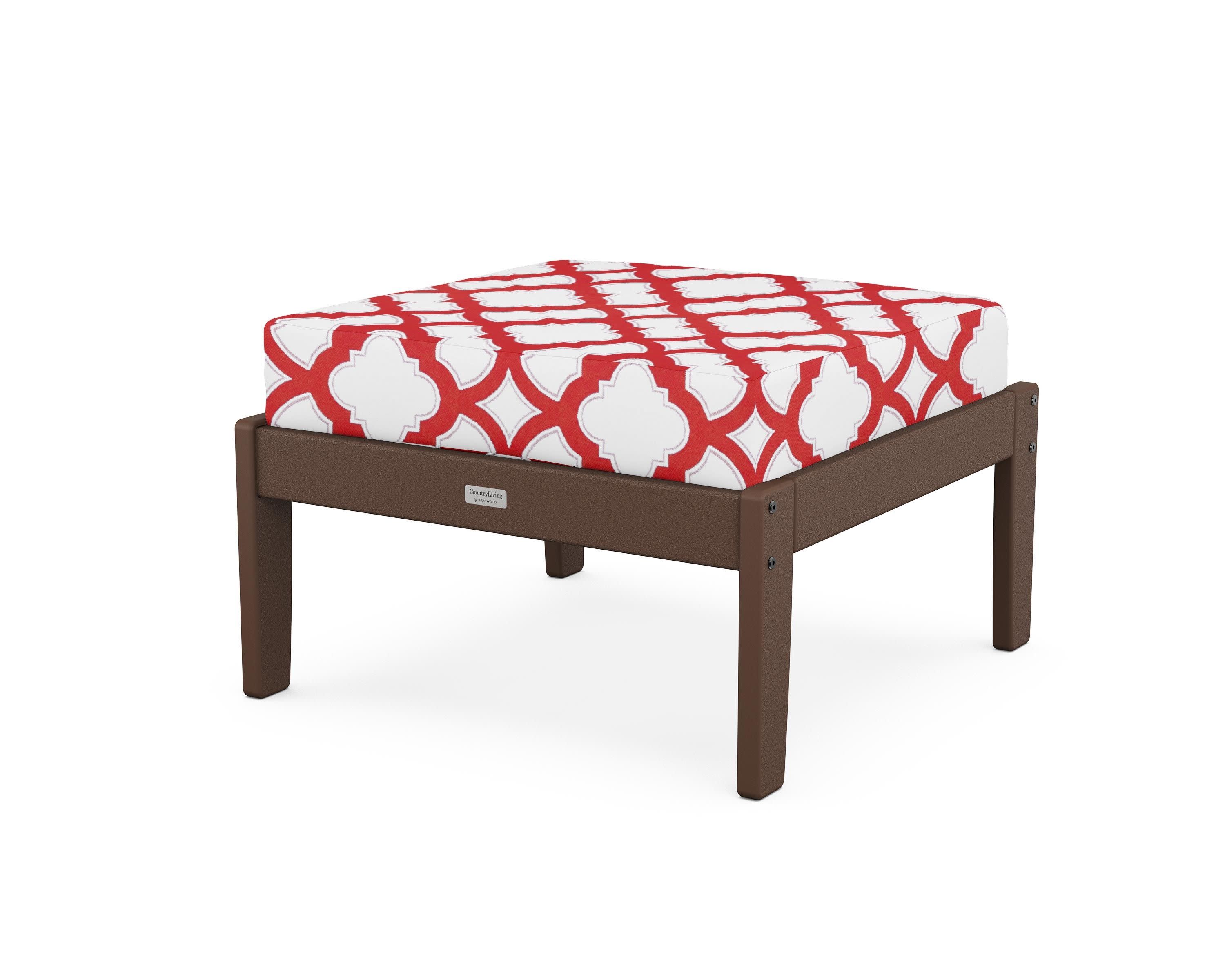 Cottage Deep Seating Ottoman in Mahogany / Trellis Crimson