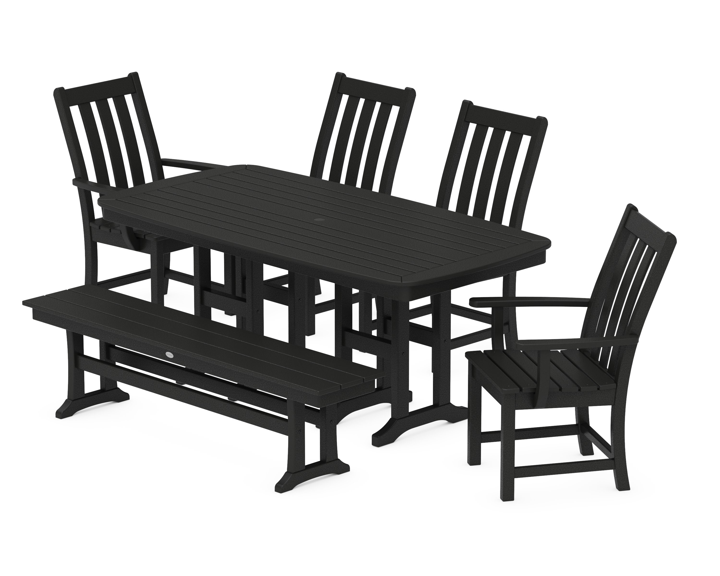 Vineyard 6-Piece Dining Set with Bench in Black