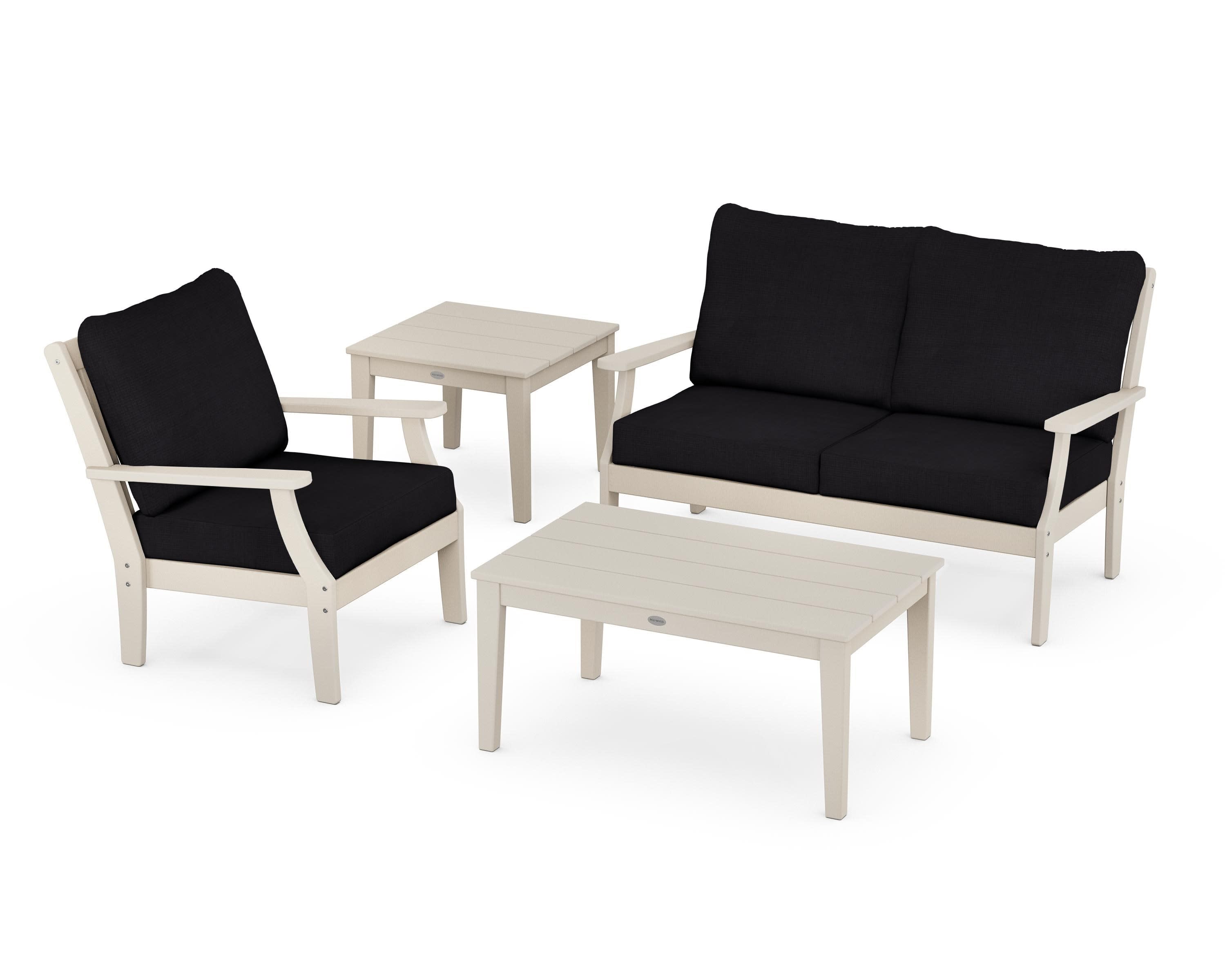 Braxton 4-Piece Deep Seating Set in Sand / Midnight Linen