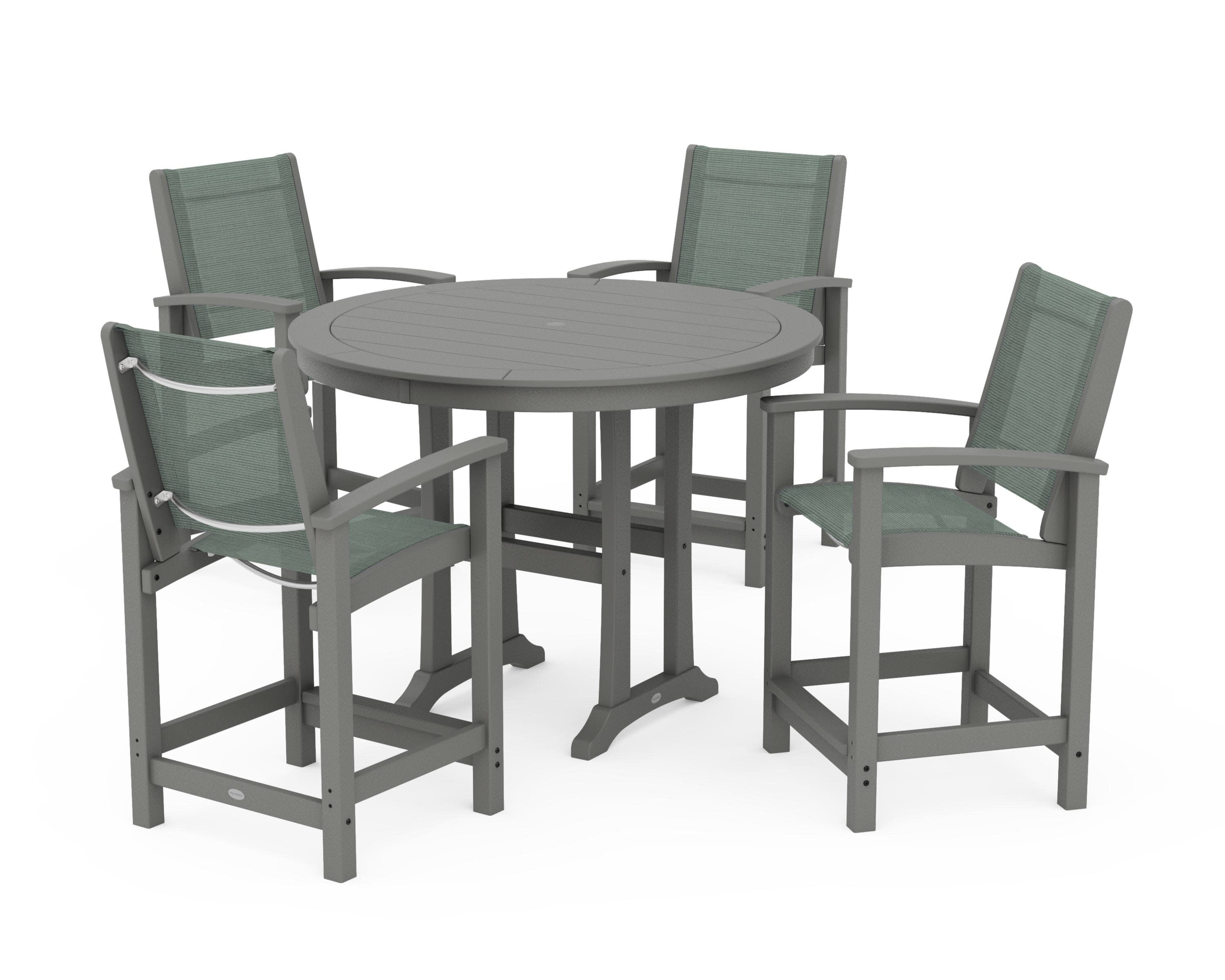 Coastal 5-Piece Counter Set in Slate Grey / Dupioni Sea Mist Sling