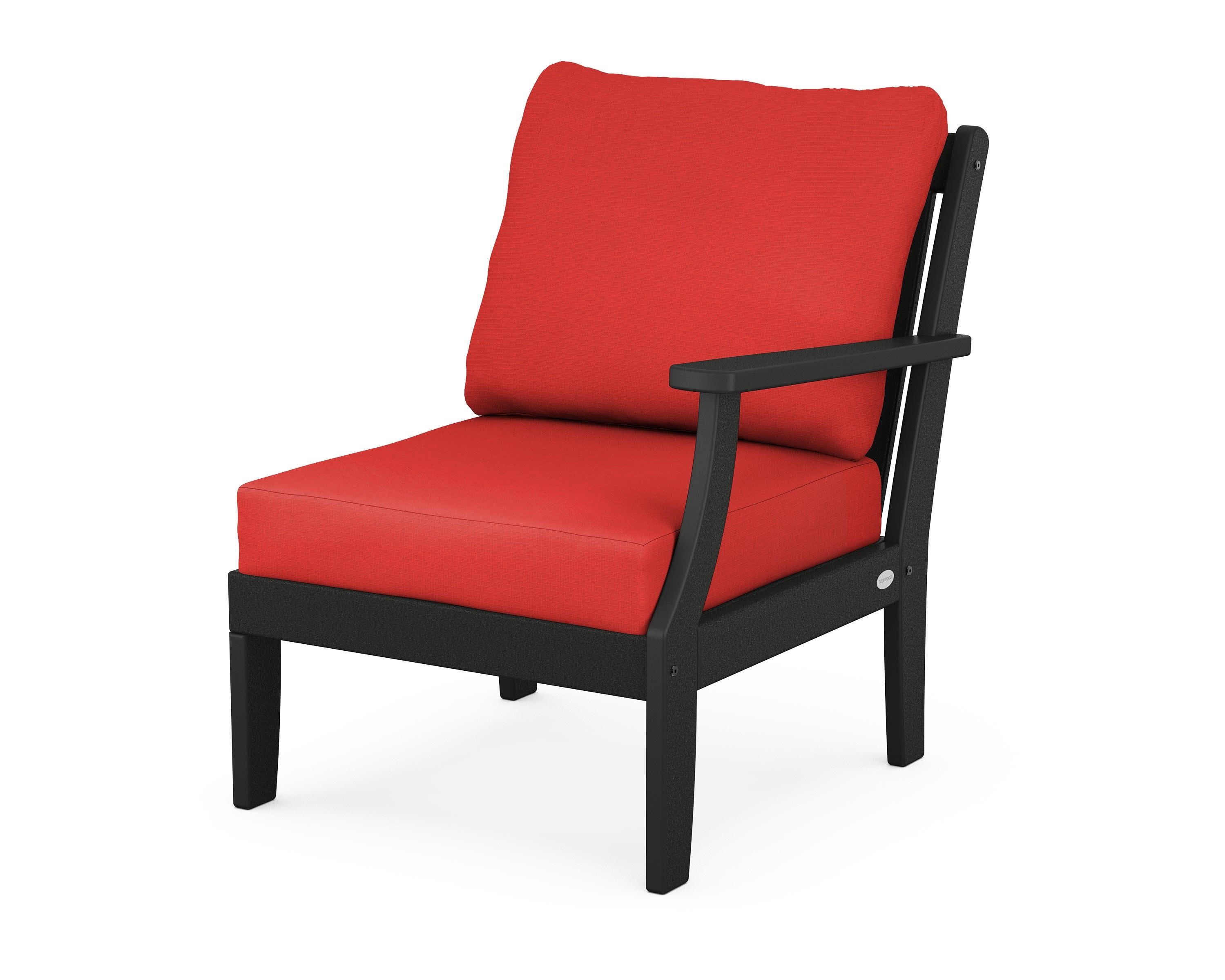 Braxton Modular Right Arm Chair in Black / Crimson Linen