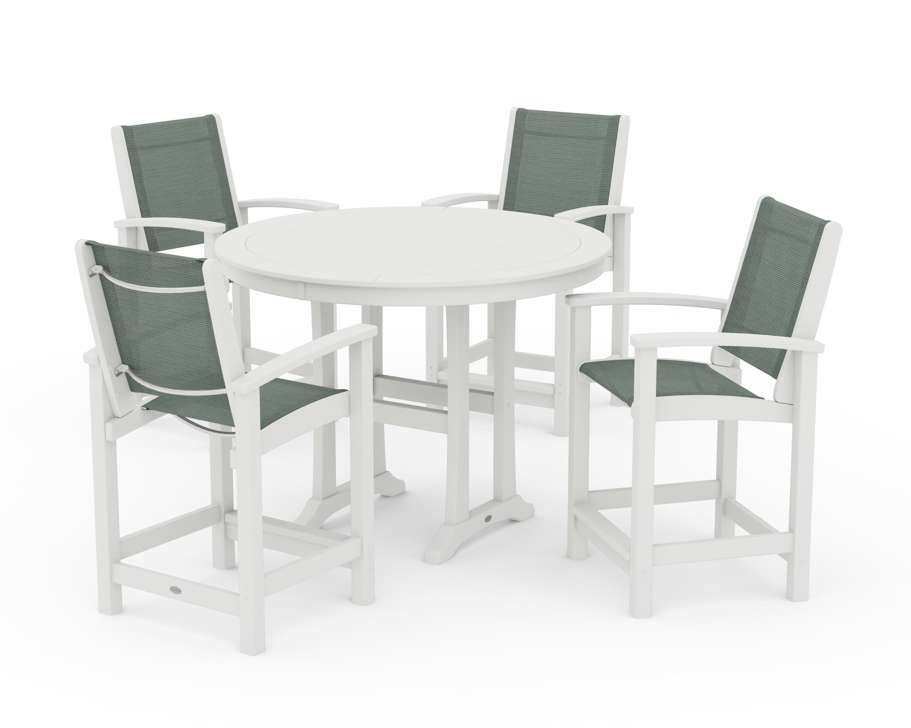 Coastal 5-Piece Counter Set in Vintage White / Dupioni Sea Mist Sling