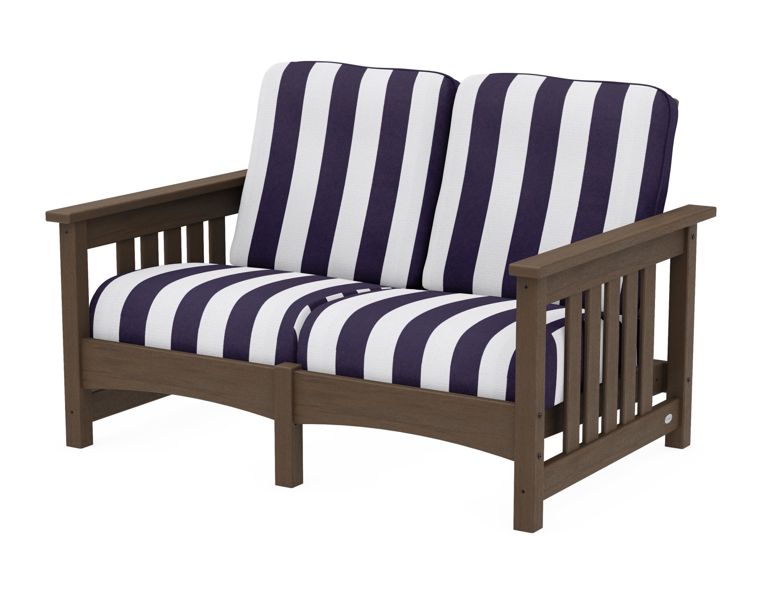 Club Mission Loveseat in Kona / Cabana Stripe Navy