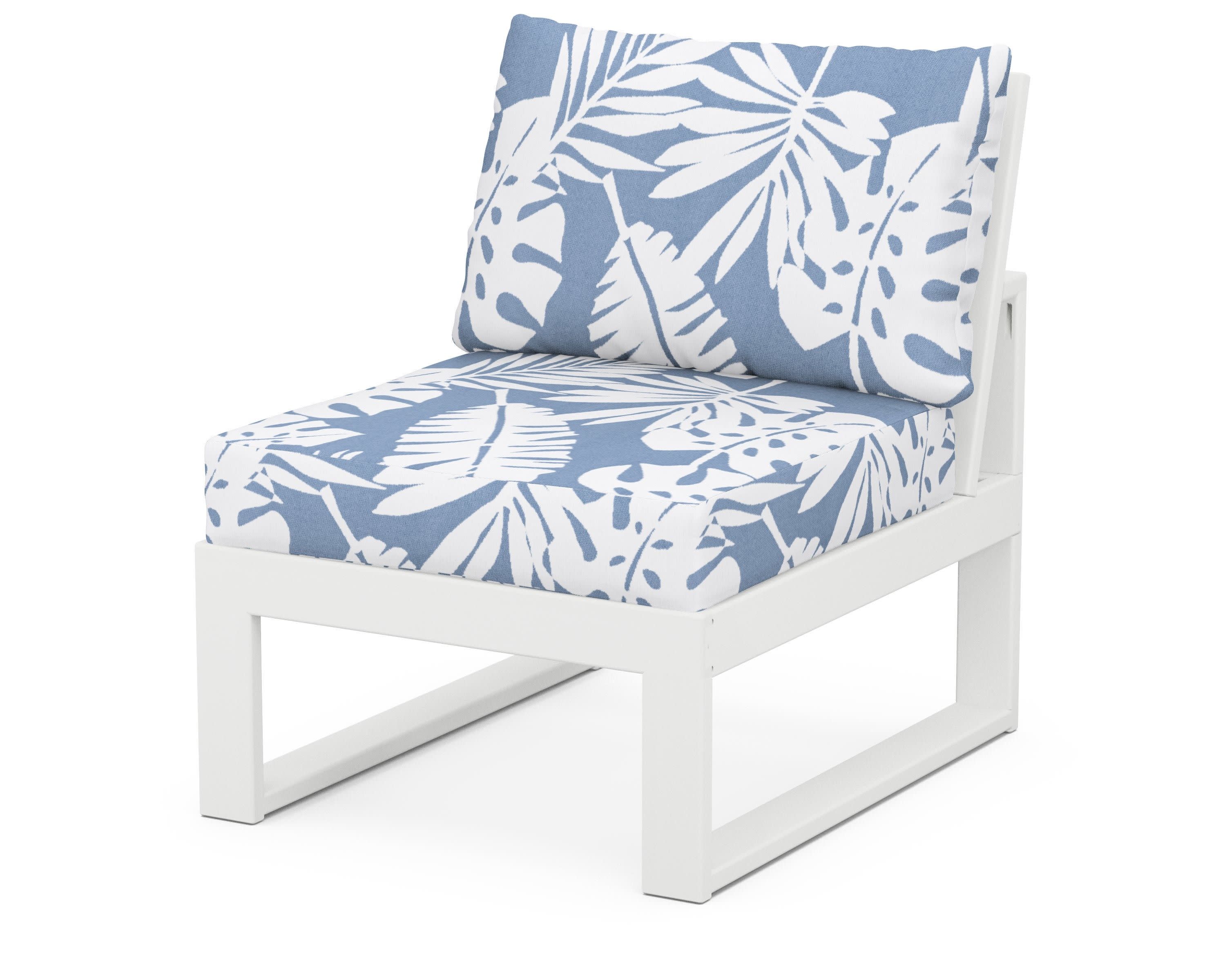 Modular Armless Chair in White / Leaf Sky Blue