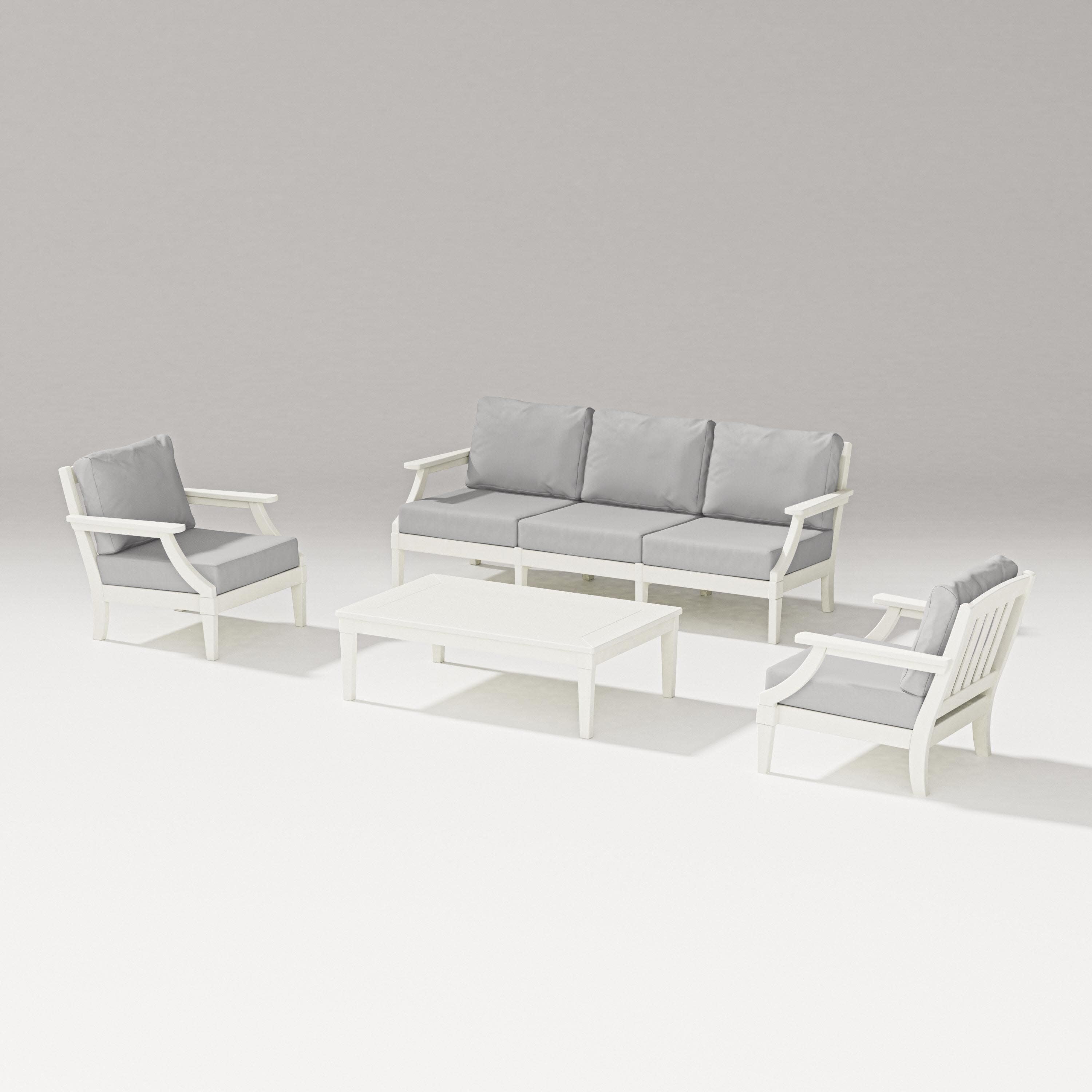 Estate 4-Piece Lounge Sofa Set in Vintage White / Diamond in the Rough