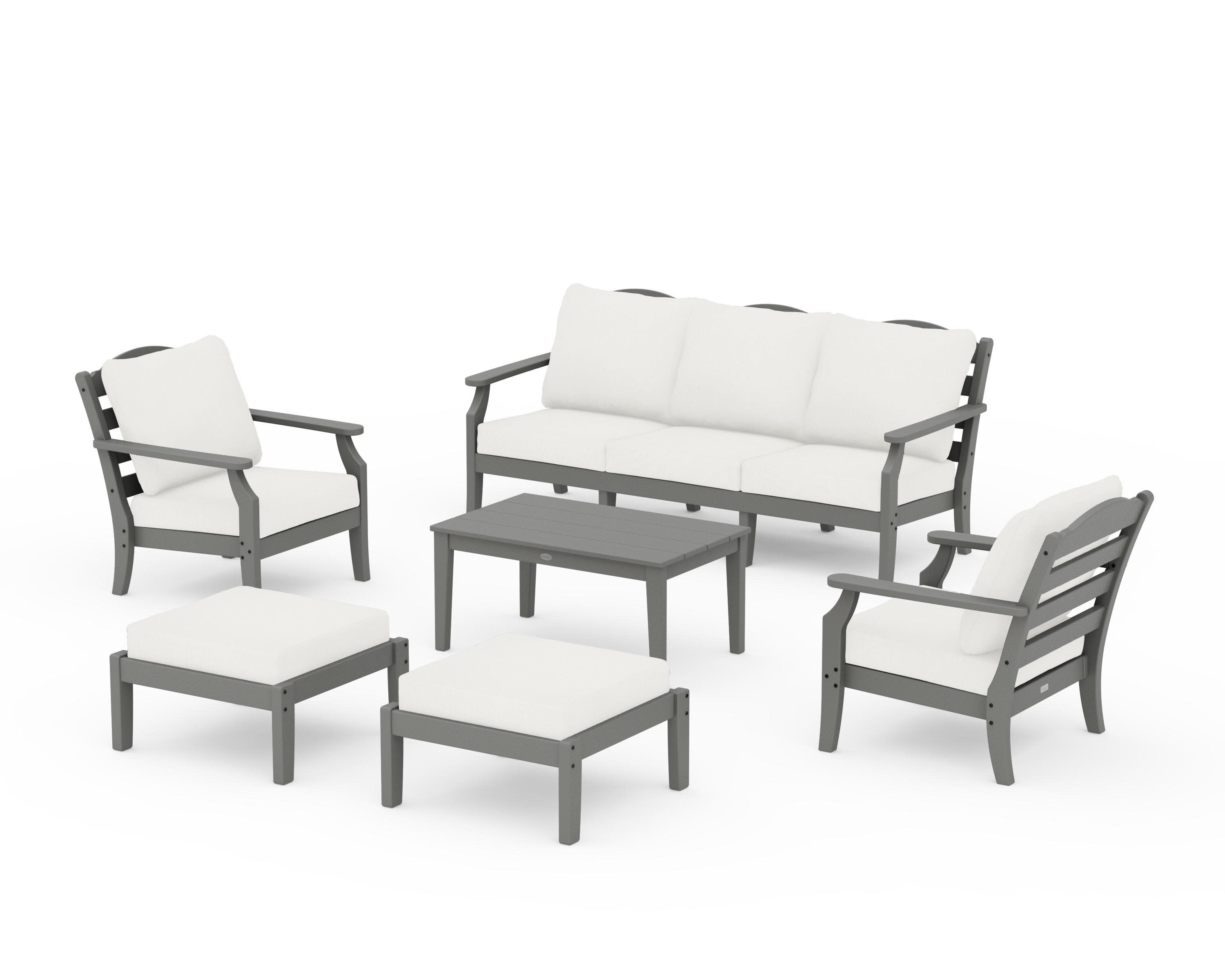 Savannah 6-Piece Lounge Sofa Set in Slate Grey / Natural Linen