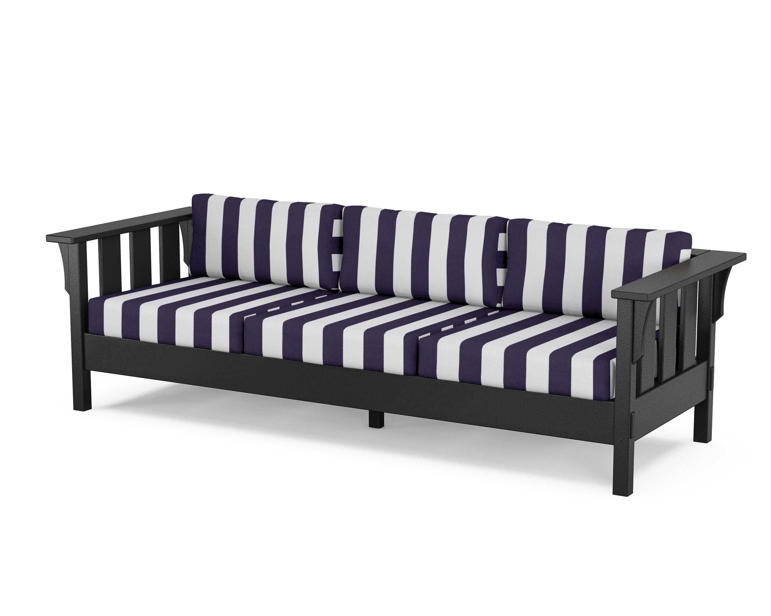 Acadia Deep Seating Sofa in Black / Cabana Stripe Navy