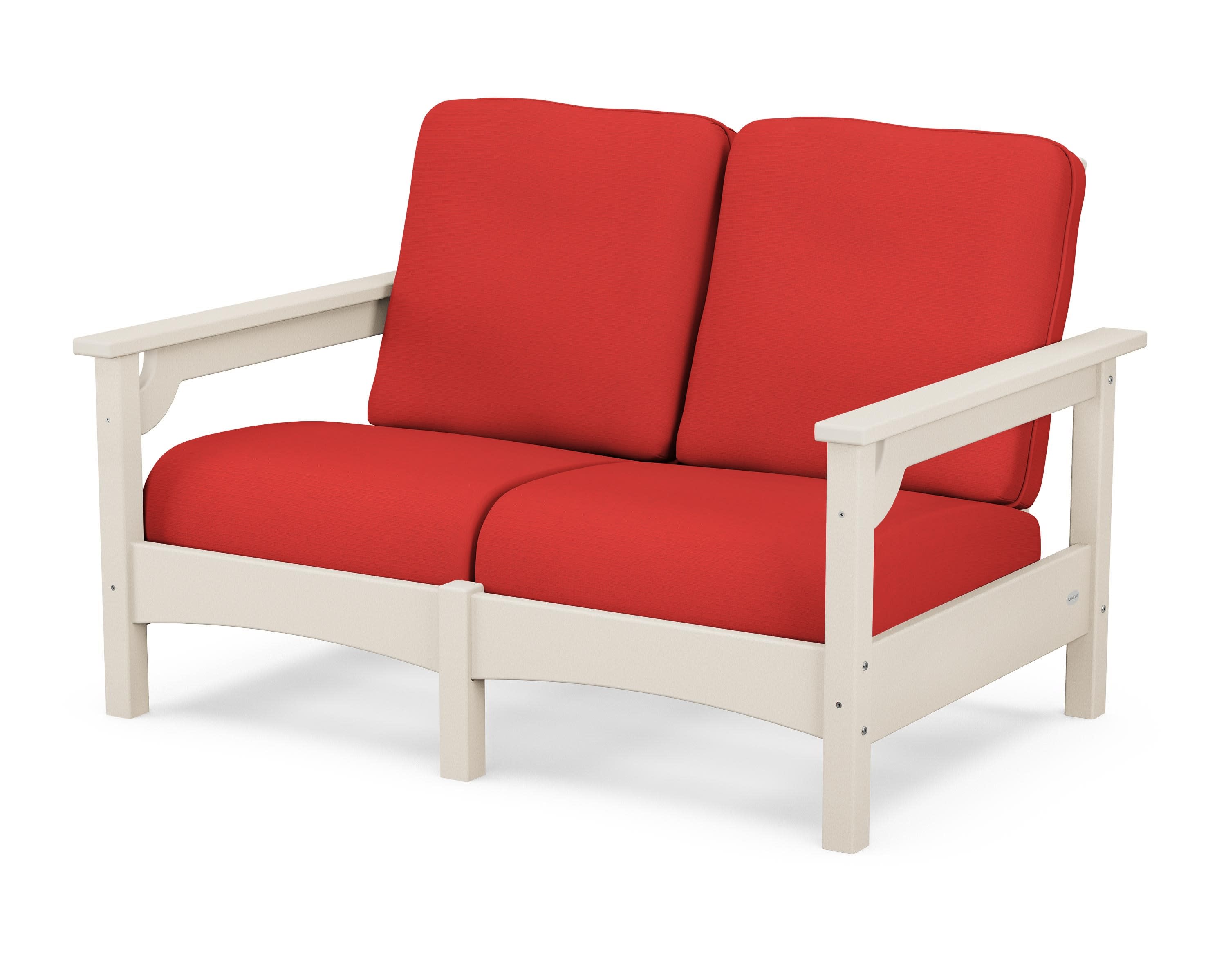 Club Loveseat in Sand / Crimson Linen