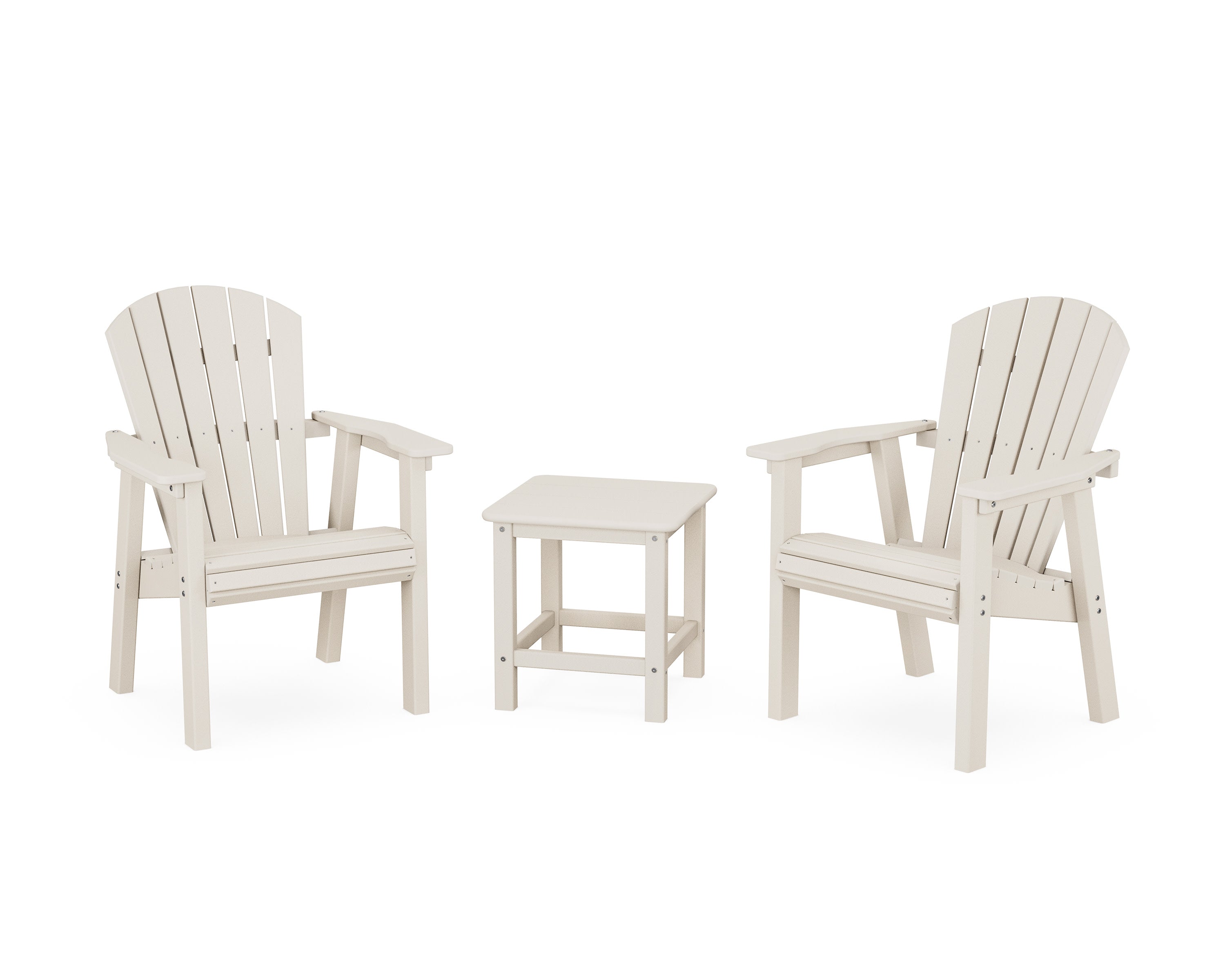 Seashell 3-Piece Upright Adirondack Chair Set in Sand