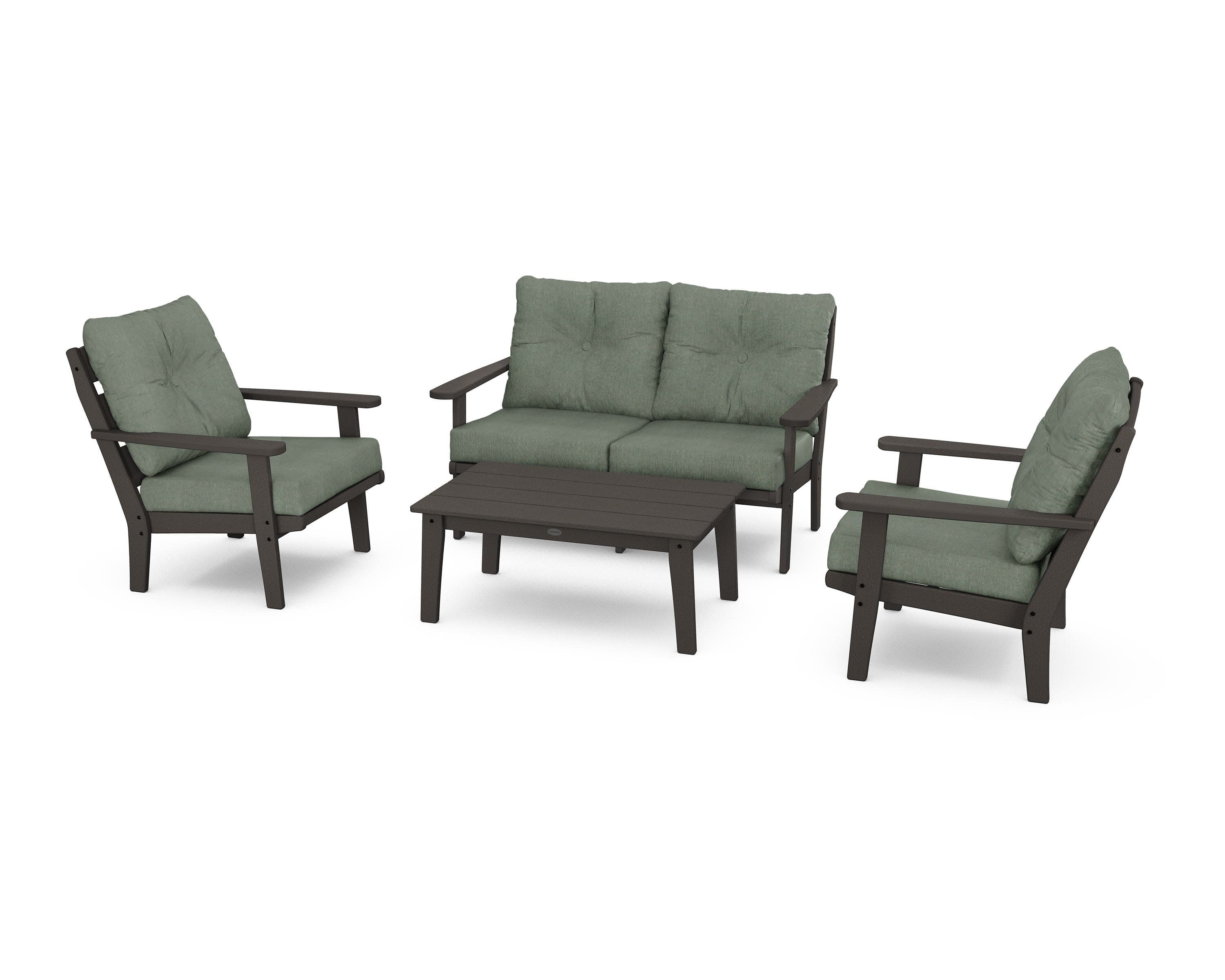 Lakeside 4-Piece Deep Seating Set in Vintage Coffee / Cast Sage
