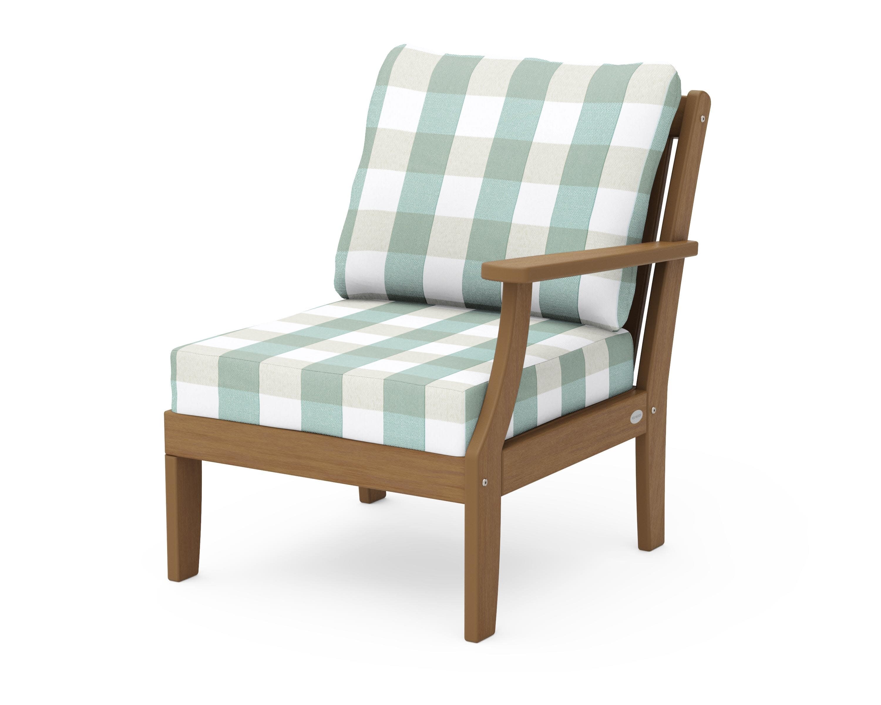 Braxton Modular Right Arm Chair in Natural / Buffalo Plaid Glacier Spa
