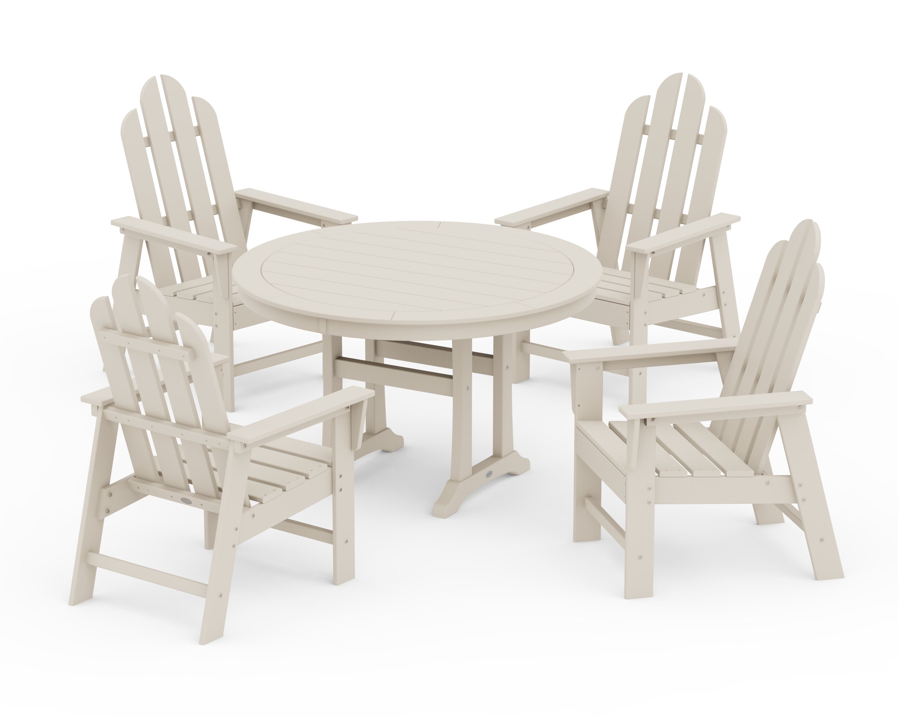Long Island 5-Piece Round Dining Set with Trestle Legs in Sand