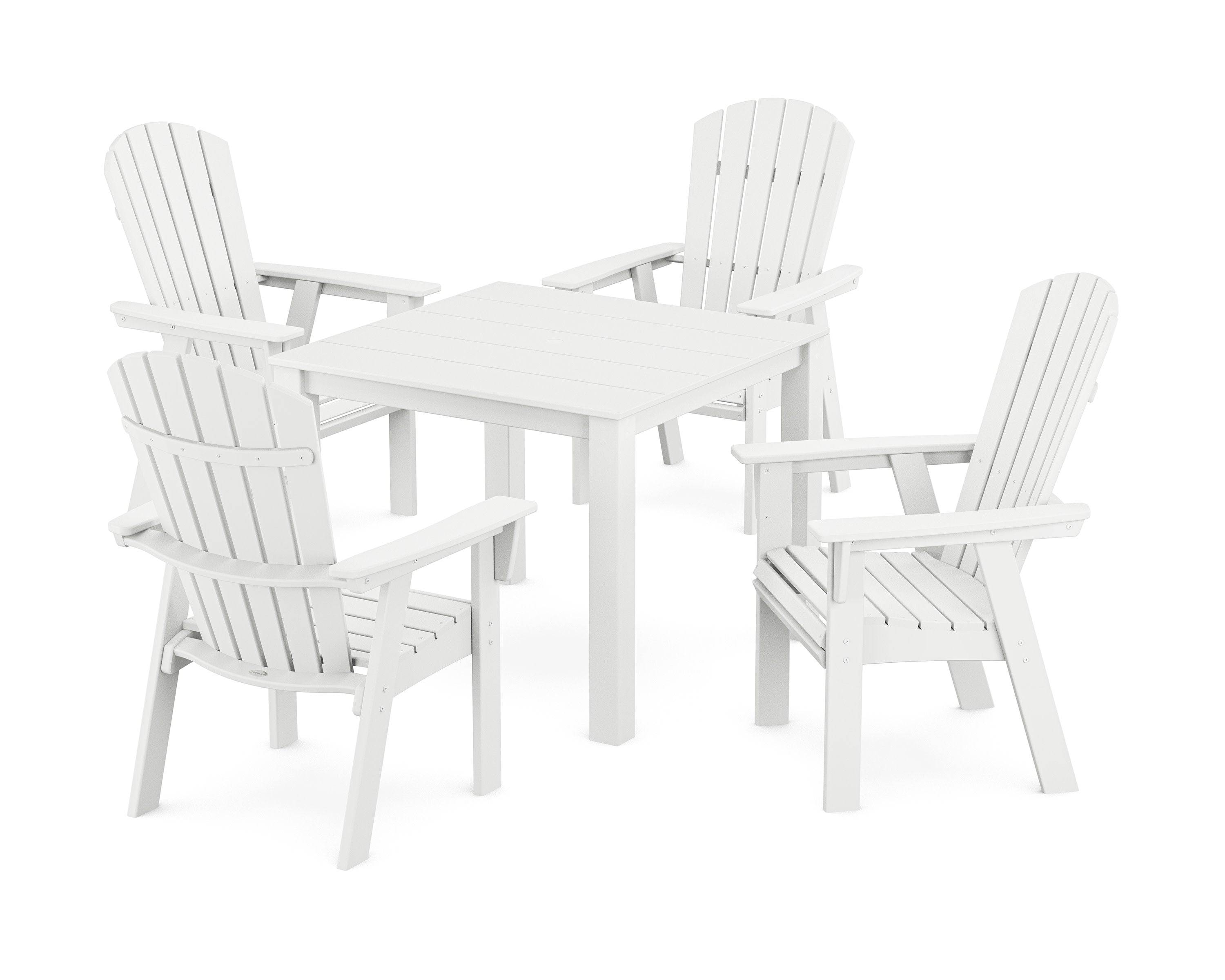 Nautical Curveback Adirondack 5-Piece Parsons Dining Set in White