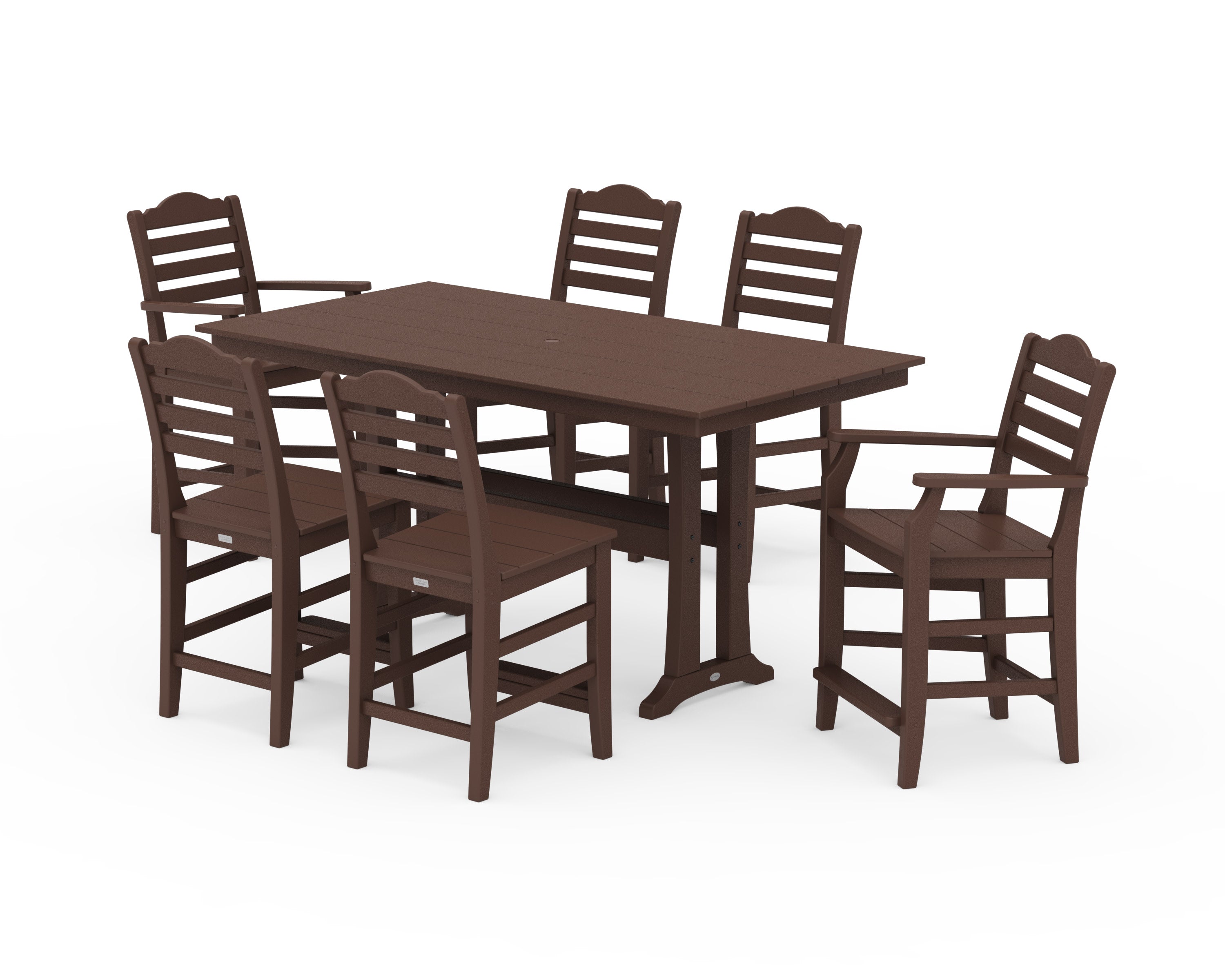 Savannah 7-Piece Farmhouse Counter Set with Trestle Legs in Mahogany