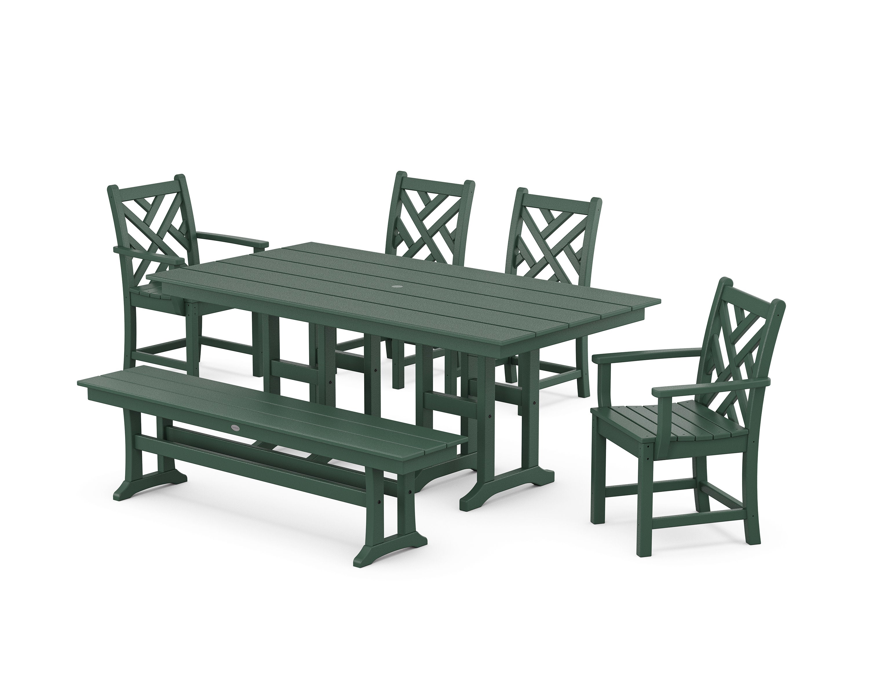 Chippendale 6-Piece Farmhouse Dining Set in Green
